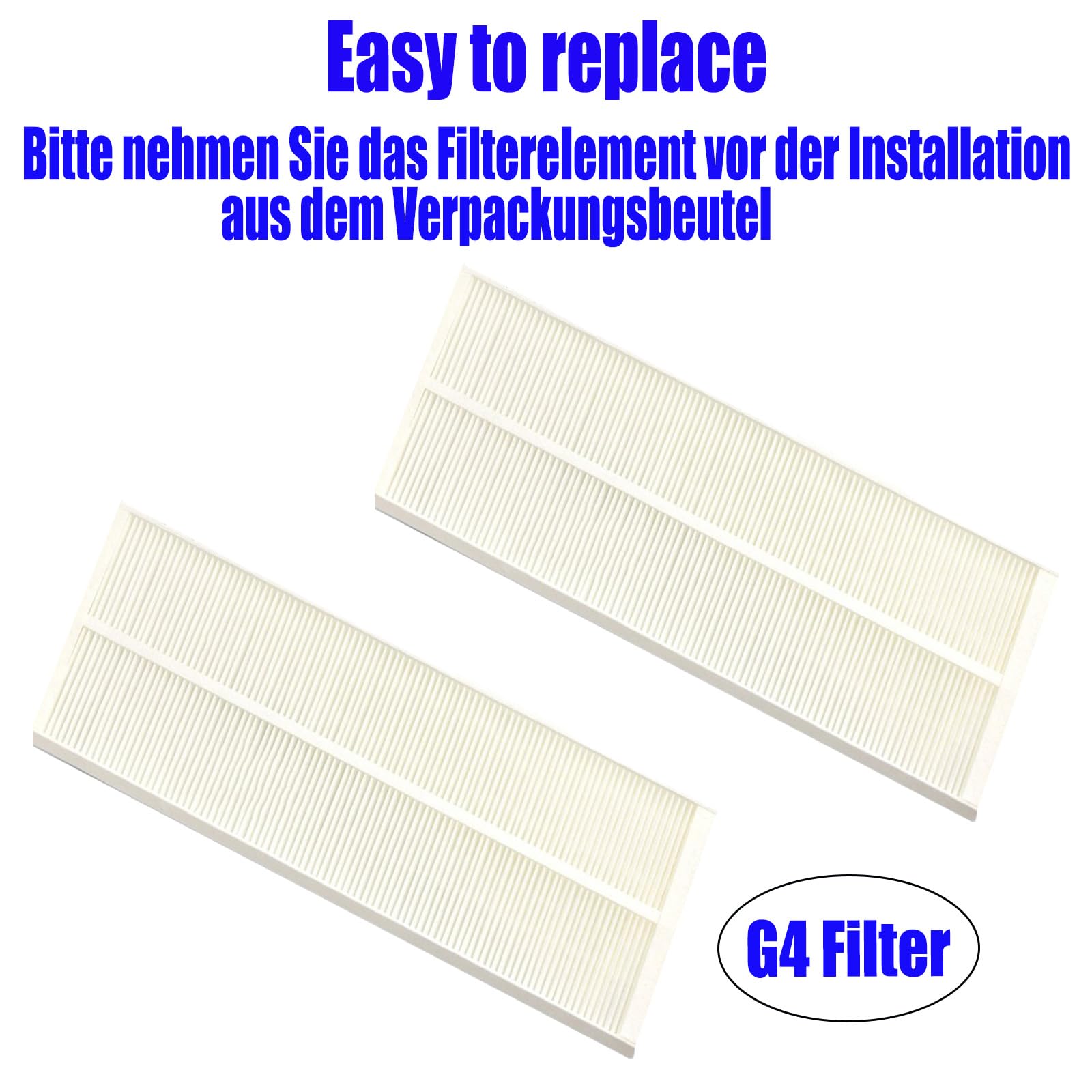 Ersatzfilter für Zehnder Comfoair Q350 | kompatibel mit Zehnder Comfoair Q 350/450 / 600 Lüftungsgeräte | 2 Stück G4 (Aufnahme) Filterset