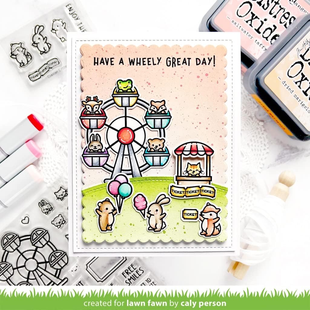 Lawn Fawn LF3071 Wheely Great Day 4X6 Clear Stamp Set