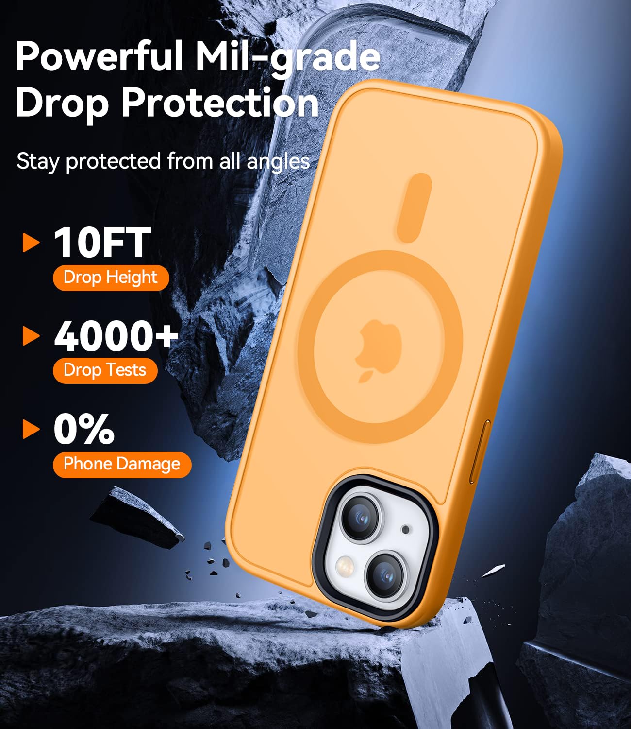 CANSHN Cover Magnetica Opaca per iPhone 13/14, [Compatibile con MagSafe] Custodia Traslucida Opaca Protettiva Sottile Antiurto 6,1 Pollici - Arancione