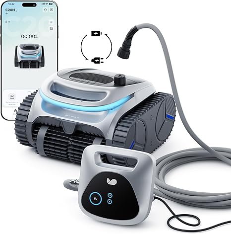 BUBLUE BuHybrid L6 Robotic Pool Cleaner, Corded & Cordless - Hybrid Pool Vacuum, Superior Suction, Smart Navigation, APP Control, Floor/Wall/Waterline, for Above & In-ground Pools up to 1,615 ...