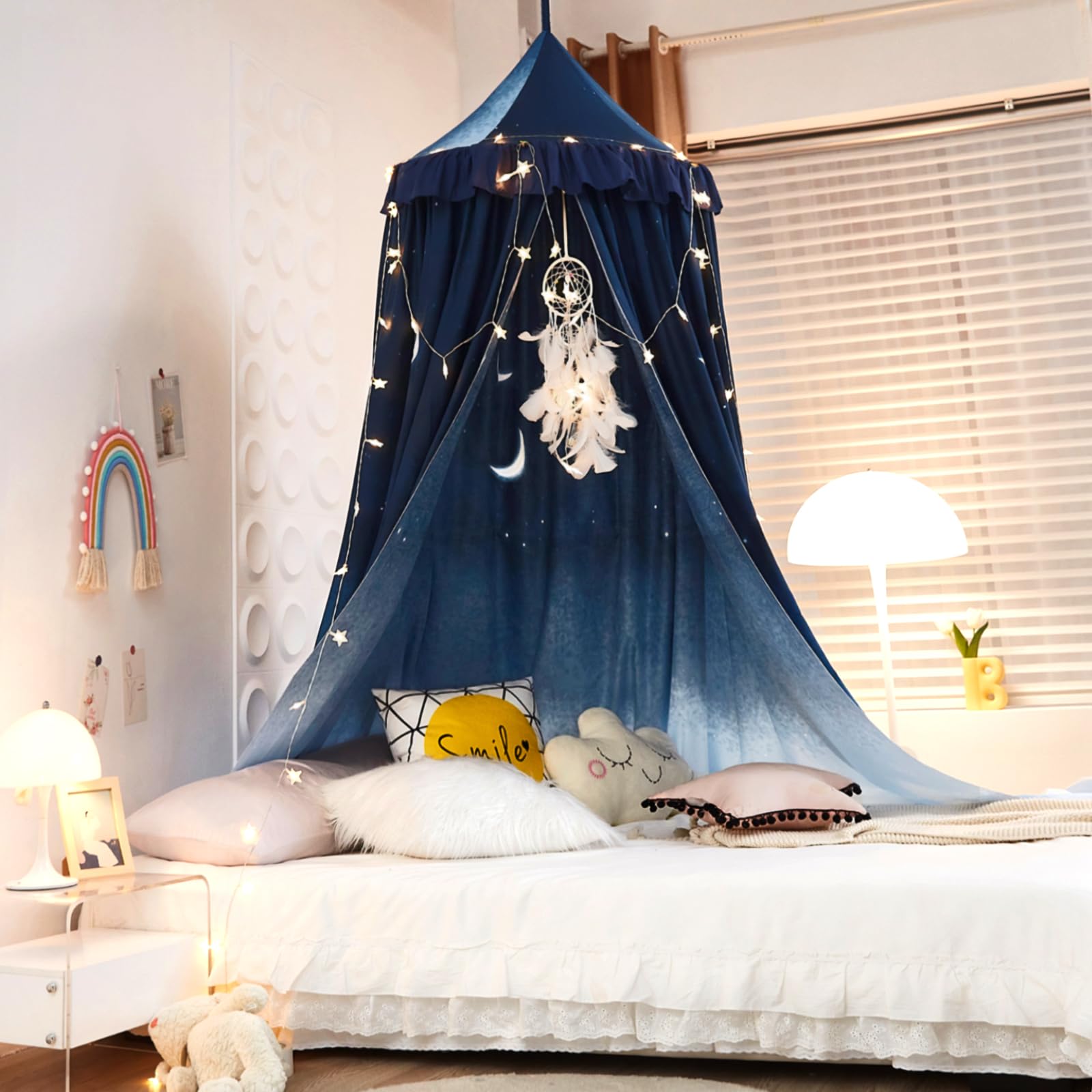 Kertnic Dekor-Baldachin für Kinderbett, weich, glatt, Spielzelt, Baldachin, Mädchenzimmer, Dekoration, Prinzessinnenschloss, verträumtes Moskitonetz, Bettwäsche, Leseecke für Zuhause