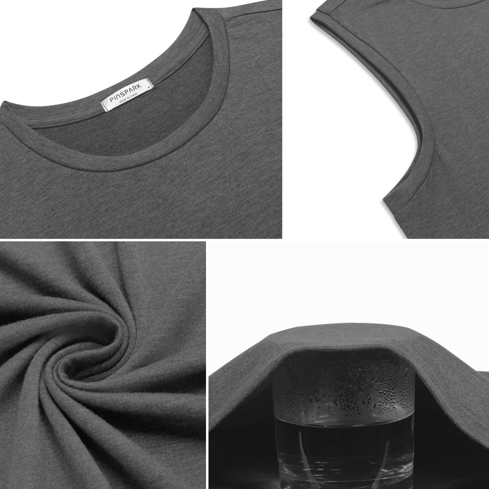 PINSPARK Camiseta sin mangas para hombre, 1 o 3 unidades, camiseta sin mangas, para gimnasio, fitness, deporte, secado rápido, camiseta de axilas, transpirable, camiseta de entrenamiento - 5