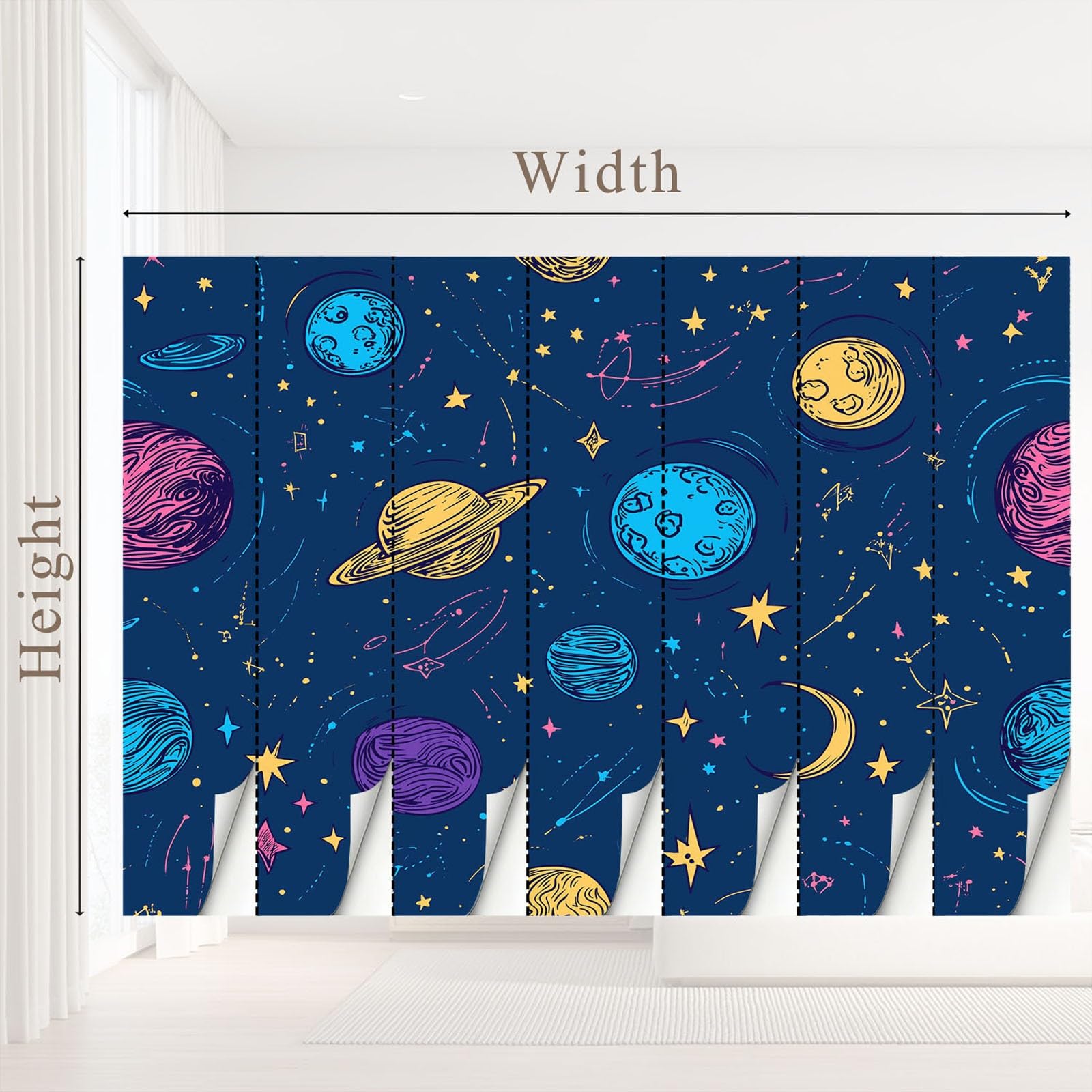 Tapeta 3D z kreskówki, marzycielska, romantyczna 300 x 210 cm, mural ścienny, planeta, księżyc, tapeta do sypialni, przedszkola, malowniczego ogrodu, wisząca