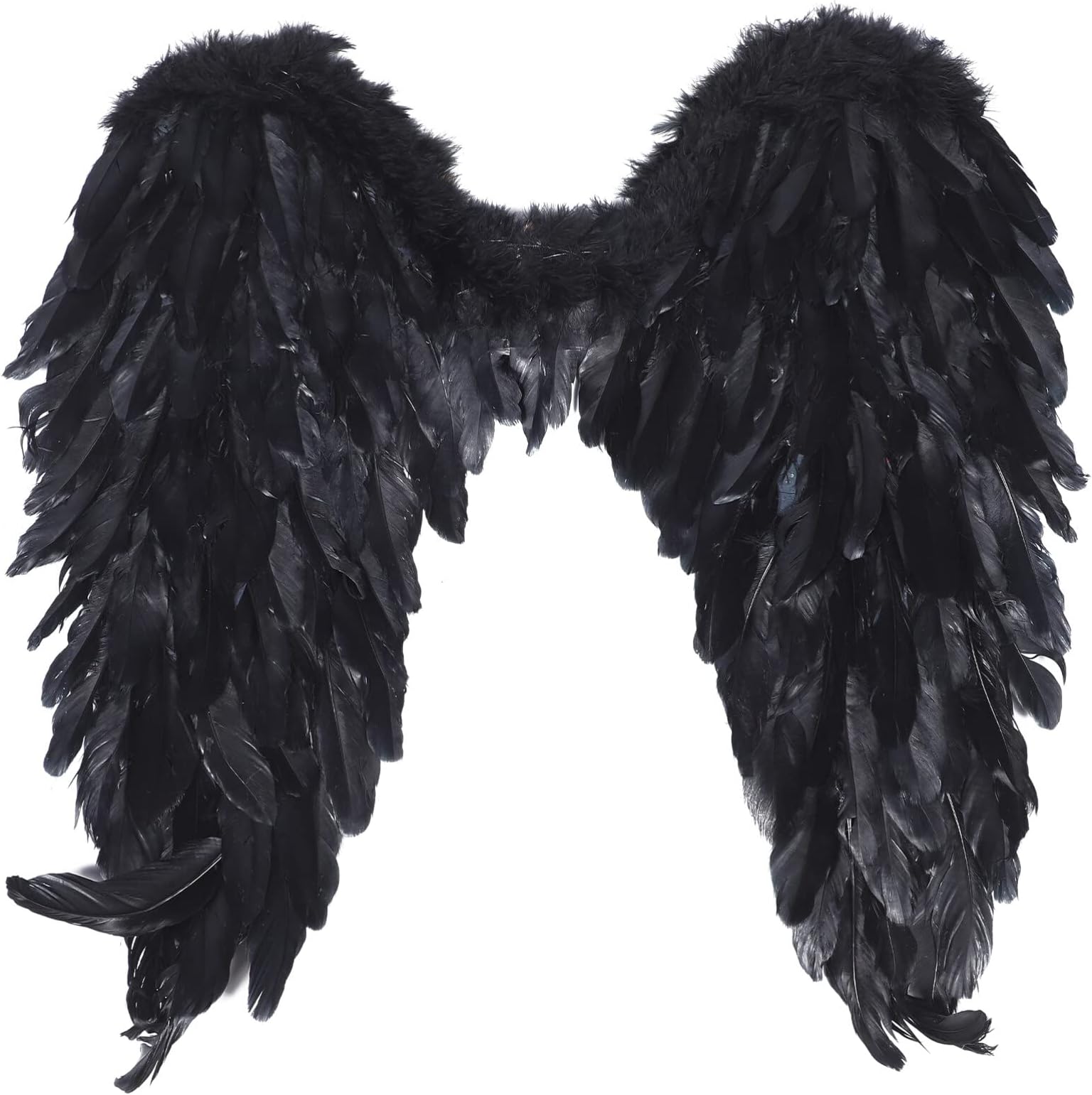1Pc Angel Fairy Wings Costume Fancy Dress Large 60 * 60CM Real Feather (Black)