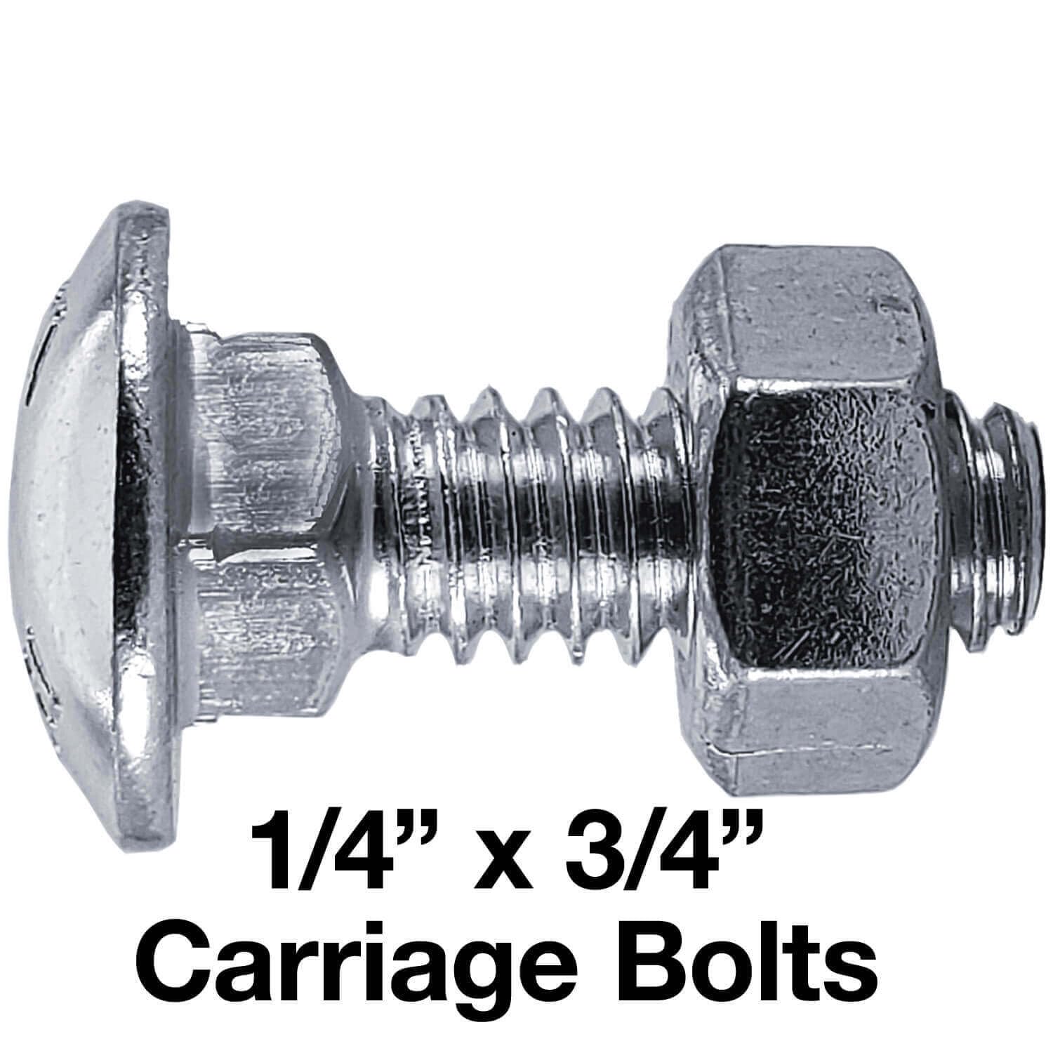 1/4 20 Stainless Steel Bolts 100-Pack Zinc Plated Carriage Bolts - 1/4 ...