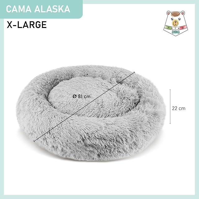 Foto 2 de 6 de PATAM Cama Redonda de Felpa para Perros y Gatos con Funda Lavable a máquina, Antideslizante