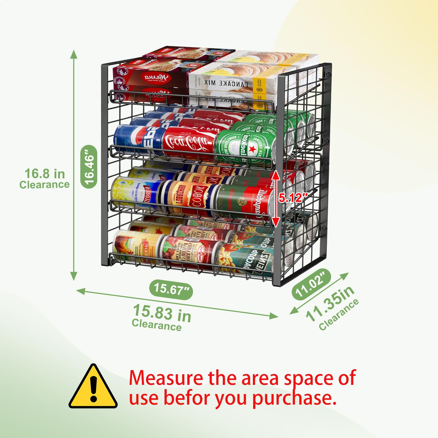 JKsmart 4-stöckiges Dosenregal für Speisekammer, verstellbarer Dosenhalter für verschiedene Unzen von Konserven, Limonaden, Getränke, Dosenspender für bis zu 48 Dosen für Schrank