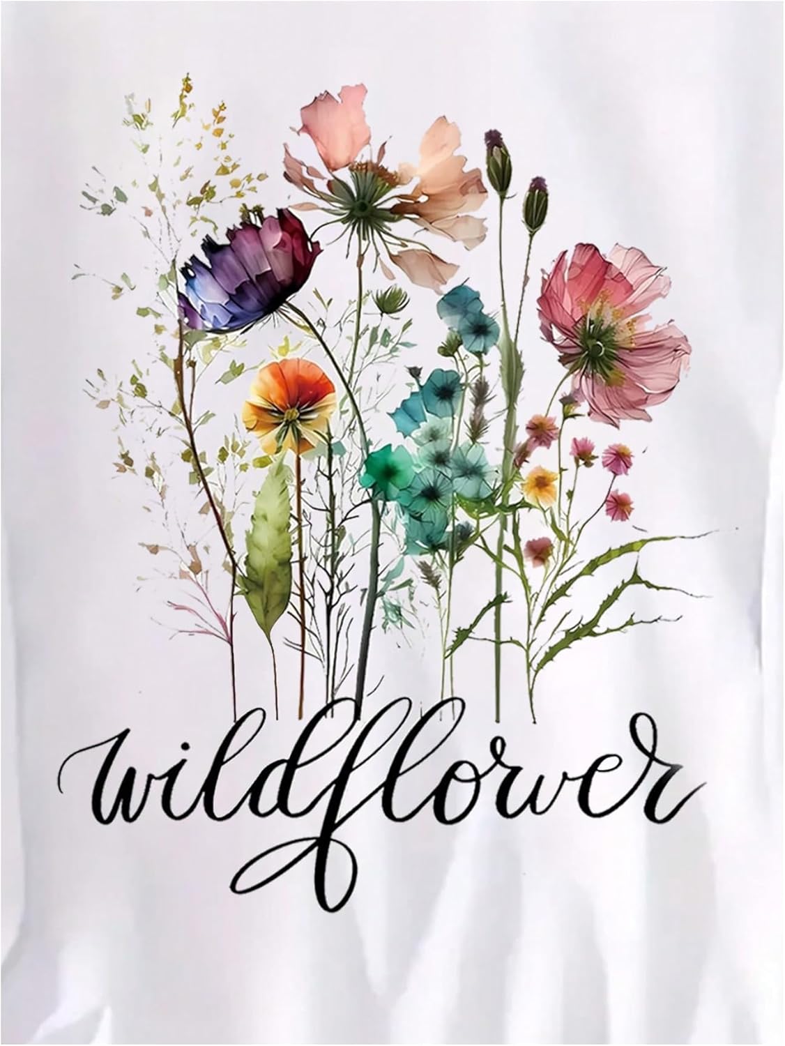 SweatyRocks Women's Floral Graphic Letter Print Long Sleeve T Shirts Round Neck Casual Tee Tops - Image 5