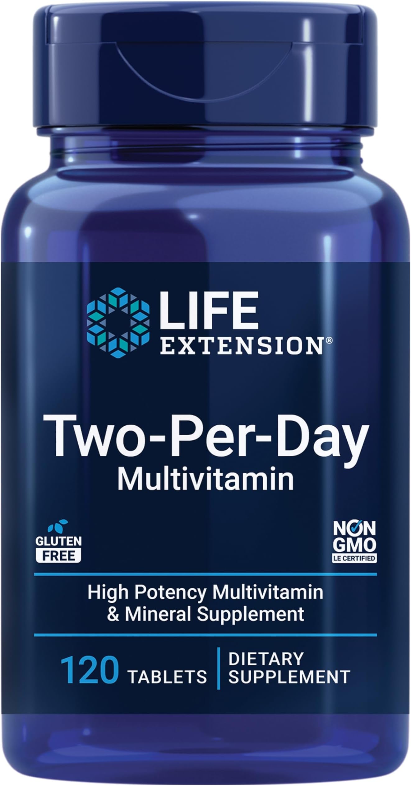 Life Extension Two-Per-Day Multivitamin - Packed with Over 25 Vitamins, Minerals & Extracts -Vitamins B6, C, D - Zinc - Two-Month Supply - Non-GMO, Gluten-Free - 120 Tablets