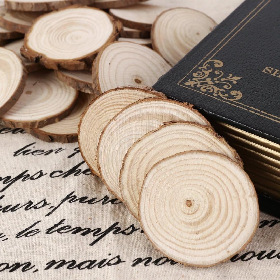 Amazon｜Farigrut パーツ 木製 天然木 切り株 コースター シンプル