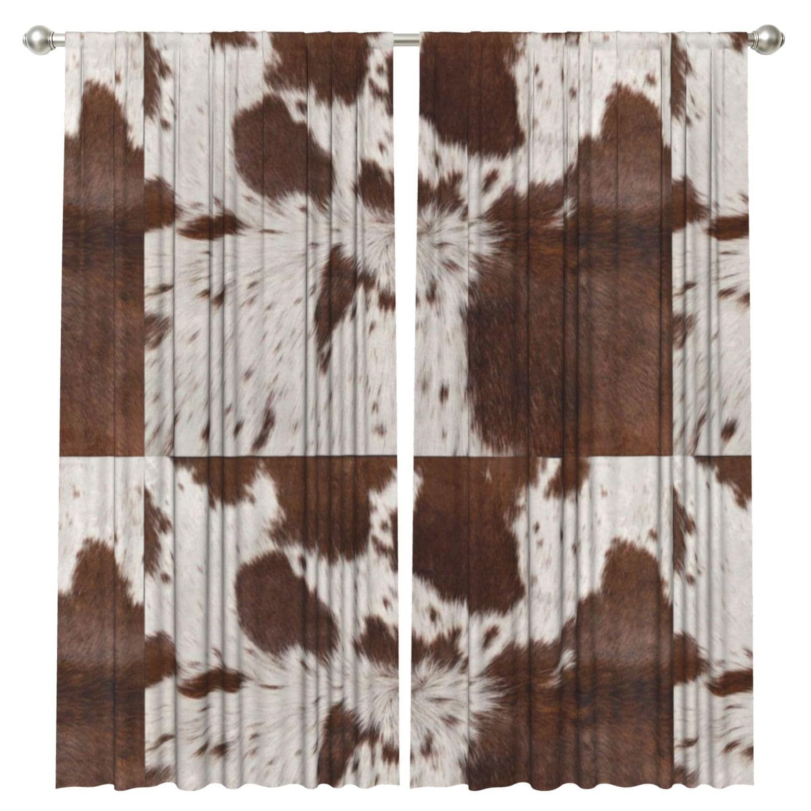 InOmak Cow Cowhide Print, 2 Panels Window Curtains 52 x 84 Inch Blackout Curtains for Living Room Bedroom