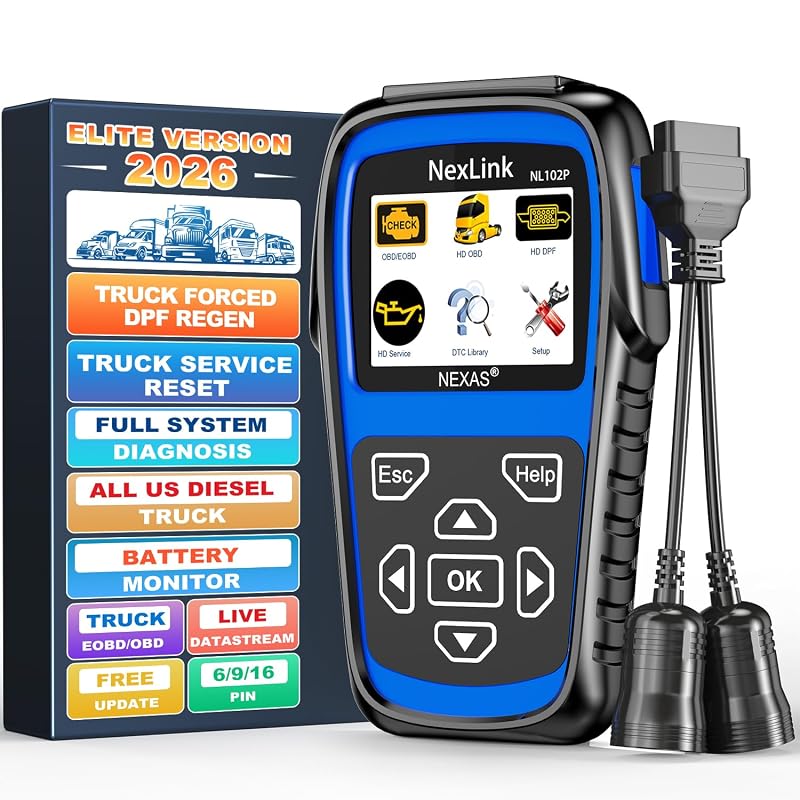 Scanner automotivo NEXAS NL102 Plus para caminhões pesados com regeneração do DPF e reset de óleo