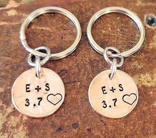 Miniatura 7 de Tucker's Trinkets And Treasures Personalized Anniversary Year Penny Key Chain, Anniversary Date, Name, Initials, Personalized