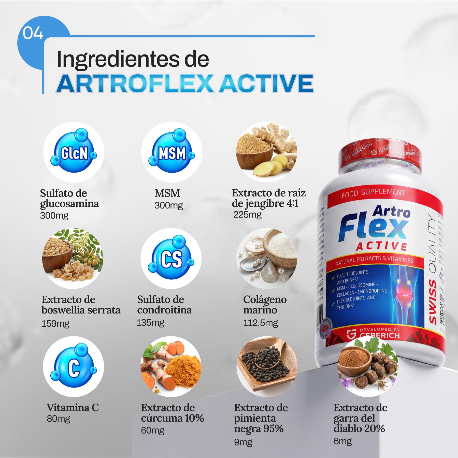 Glucosamina y Condroitina – 30 Cápsulas – Suplementos para Articulaciones y Cartílago – con Boswellia, Cúrcuma y Pimienta Negra