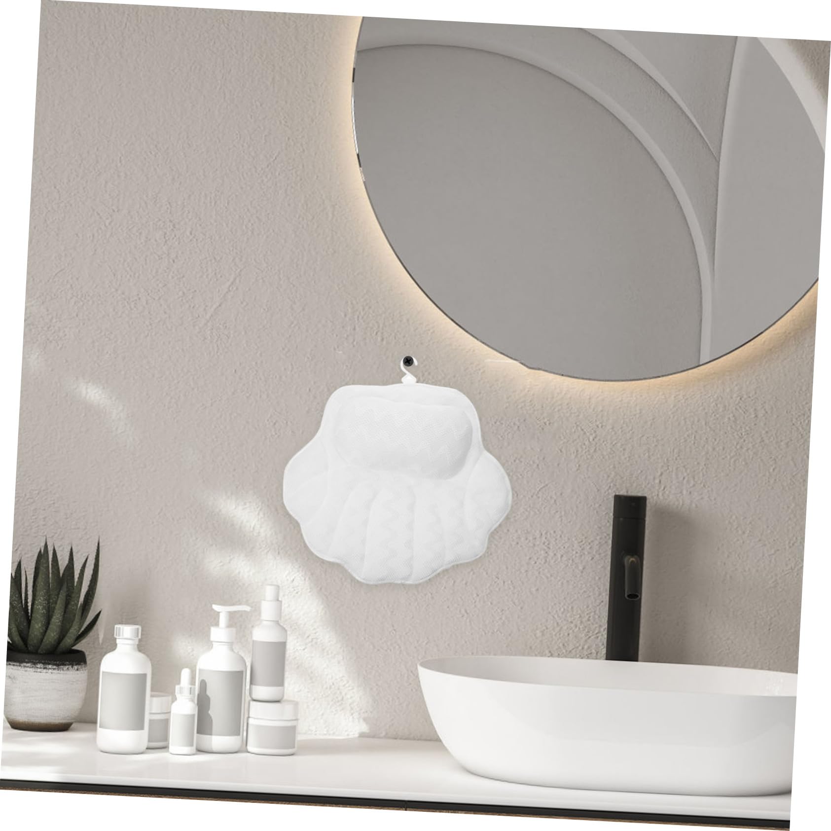 Cuscino da Vasca da Bagno Bianco con Ventosa, Spugna e Cotone