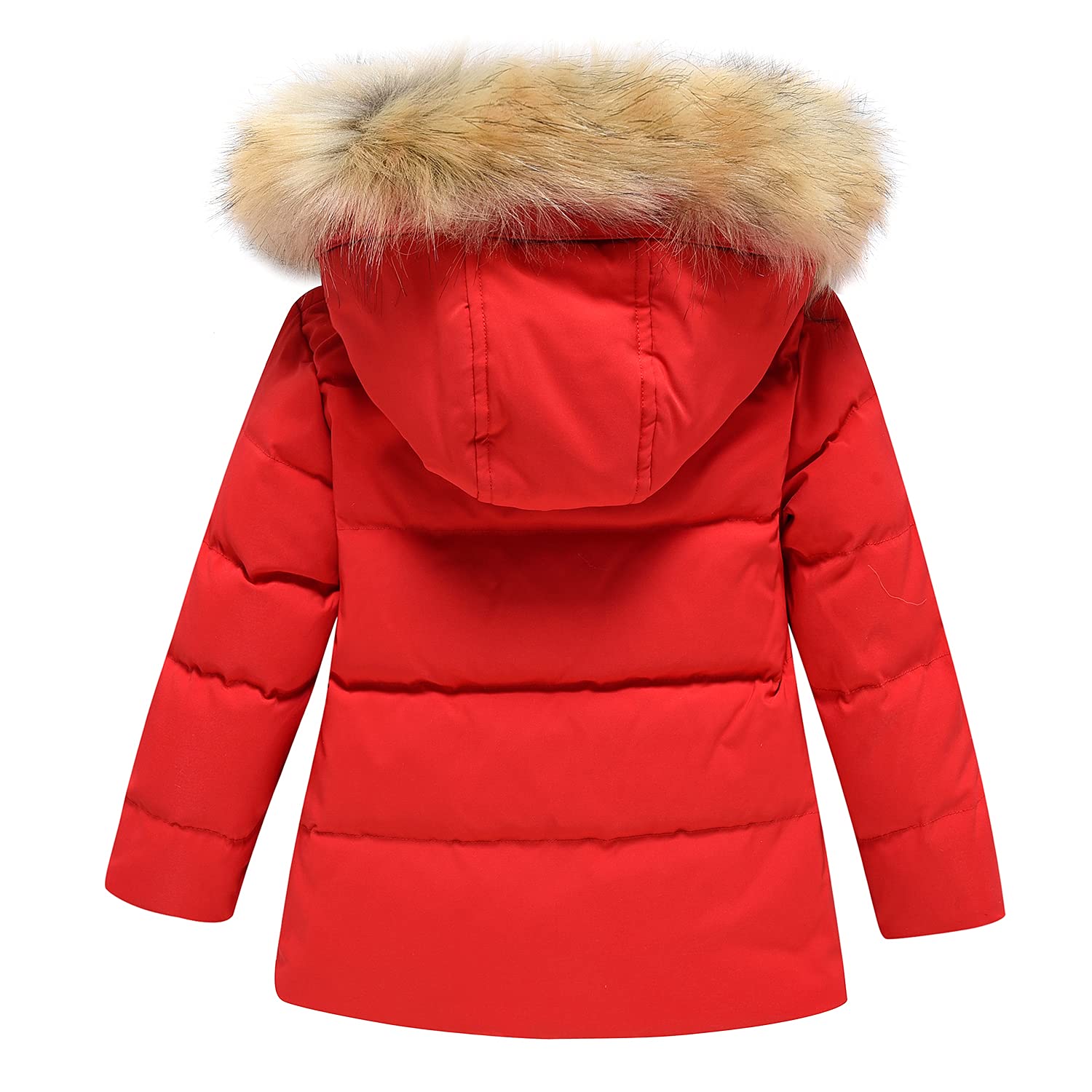 SANMIO 2 Piezas Conjunto de Esquí Niño Niña Chaqueta de Plumas Piel Artificial Chaqueta con Capucha + Prueba de Viento Pantalones de Babero para Trajes de Invierno Cálido para Bebés