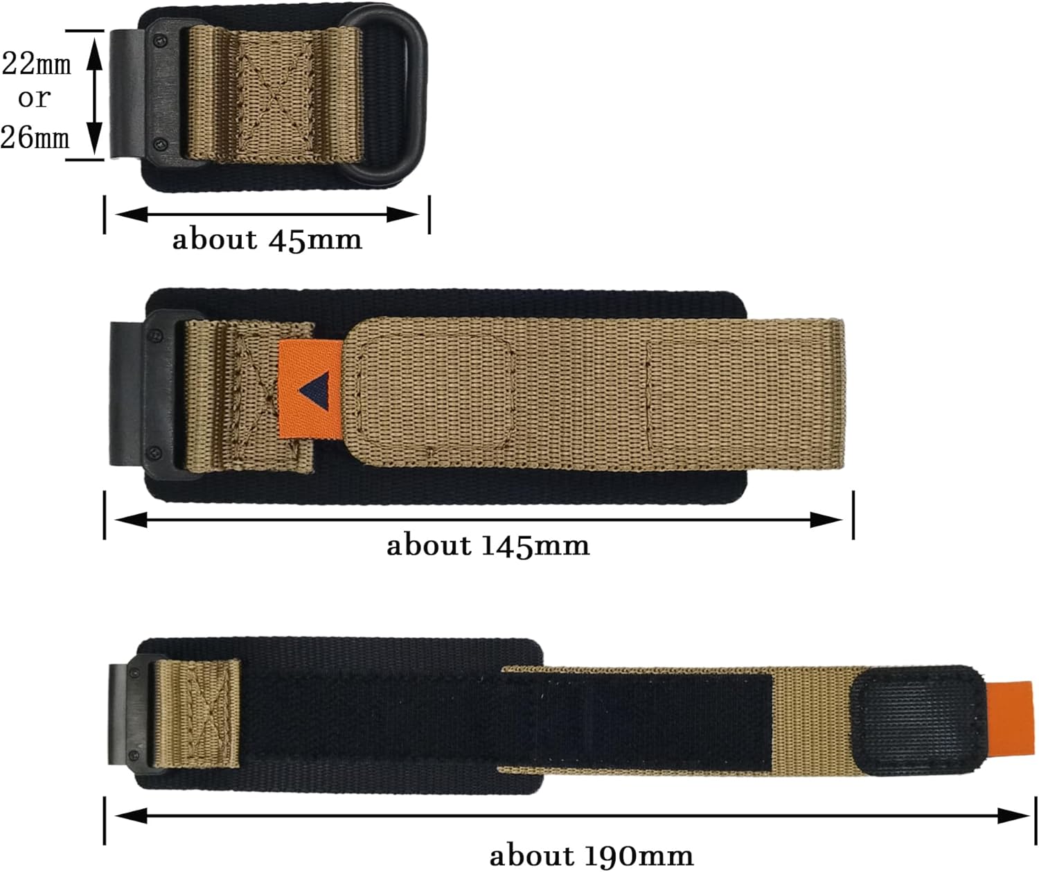 Super Rugged Nylon Sports Strap With Stainless Steel Loop & Hook Design Compatible With Garmin Watch Band For Fenix 7/6/5/Forerunner/Approach/MARQ/Quatix/D2 Series