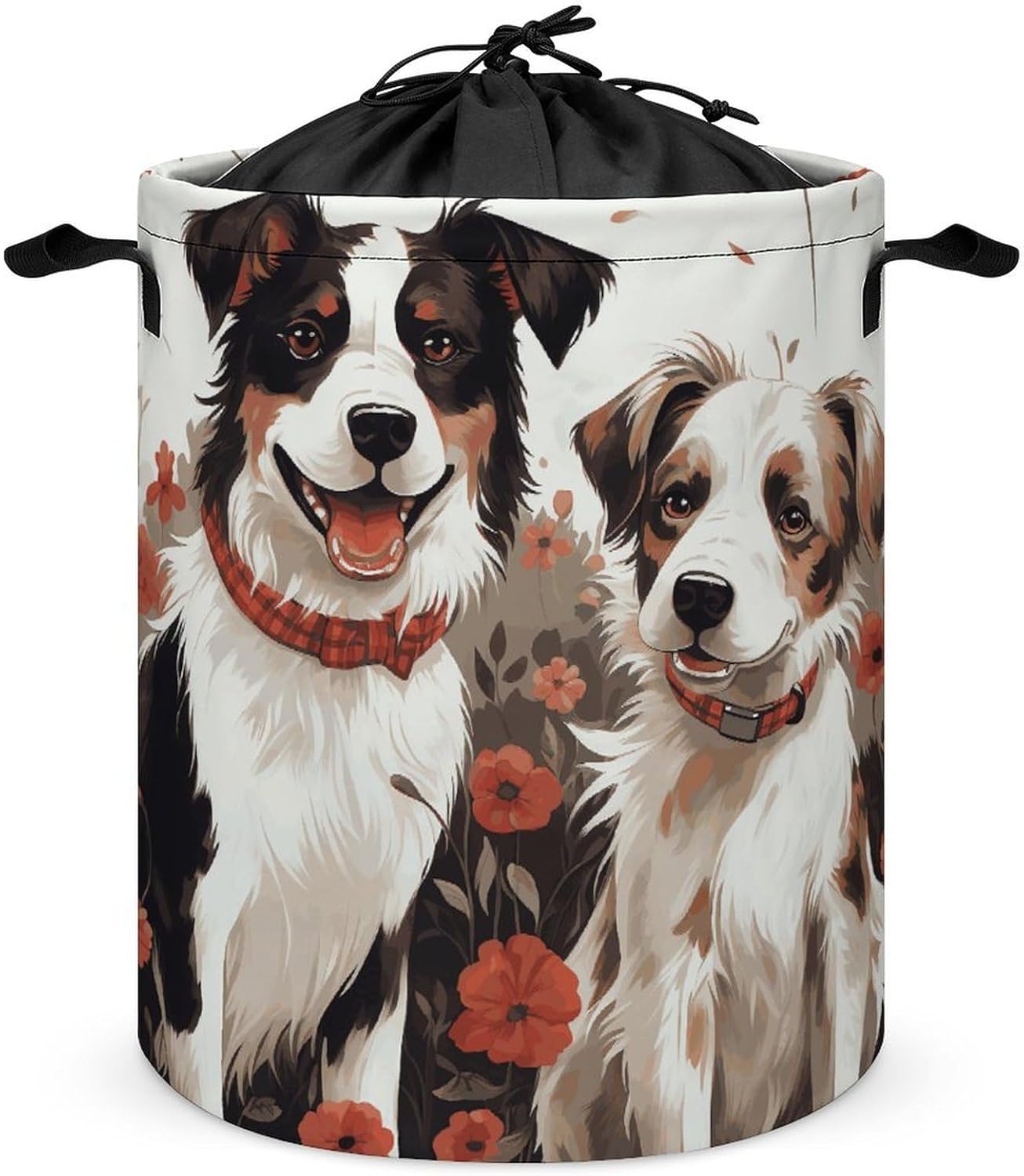 Lovely Dogs Laundry Basket Collapsible Clothes Hamper with Reinforced Handles Large Capacity Waterproof Laundry Bag Freestanding Laundry Hamper for Bedroom Bathroom