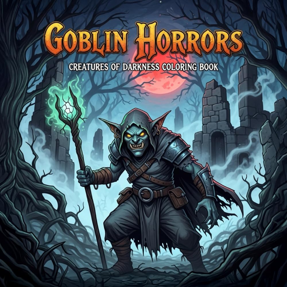 Goblin Horrors: Creatures of Darkness Coloring Book: Sinister Goblins, Shadowed Realms, and Dark Fantasy Scenes