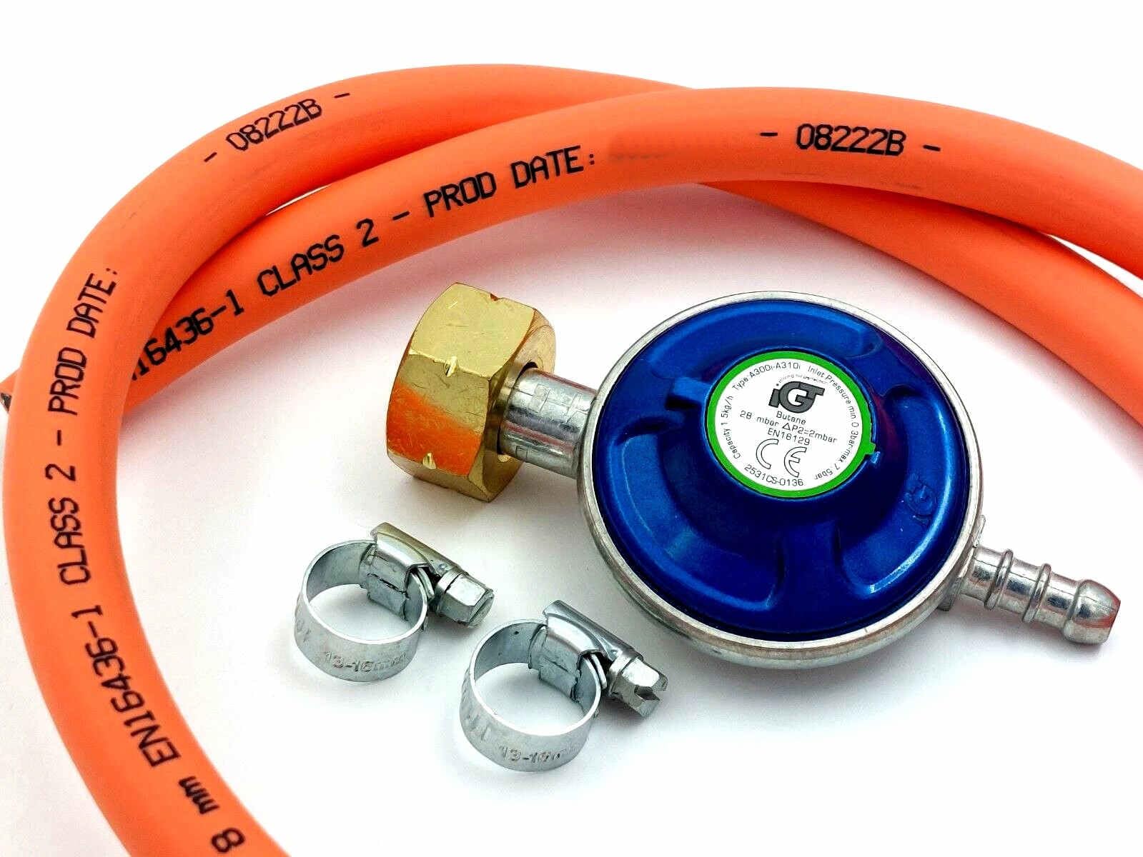 Huddersfield Gas 4.5kg BUTANE GAS REGULATOR With 2m HOSE + 2 CLIPS Fits Calor Gas 4.5kg Cylinders, 2M4.5KIT