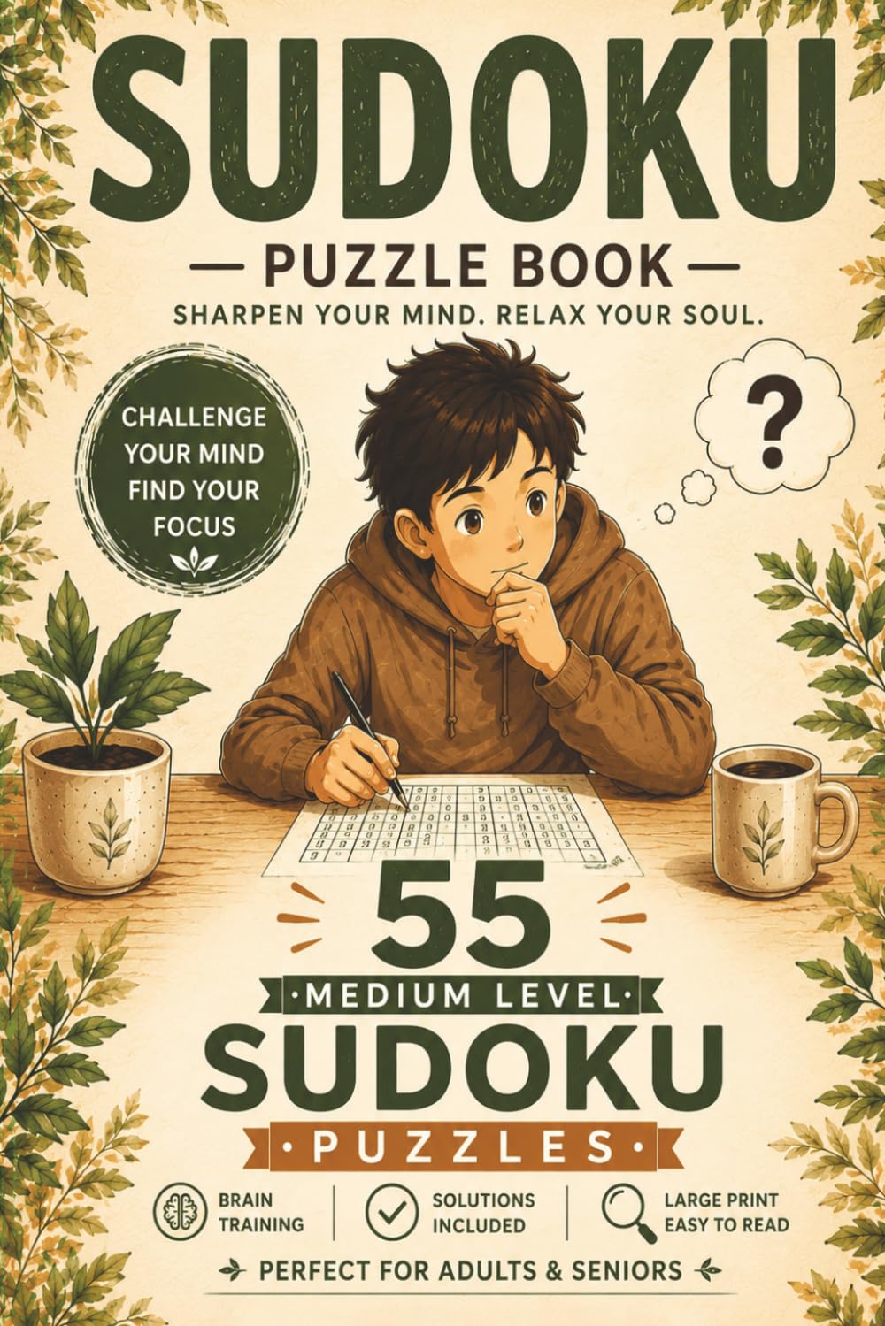 Sudoku Puzzle Book: 50+ Medium Sudoku Puzzles for Adults & Seniors | Relax, Focus & Sharpen Your Mind | Solutions Included
