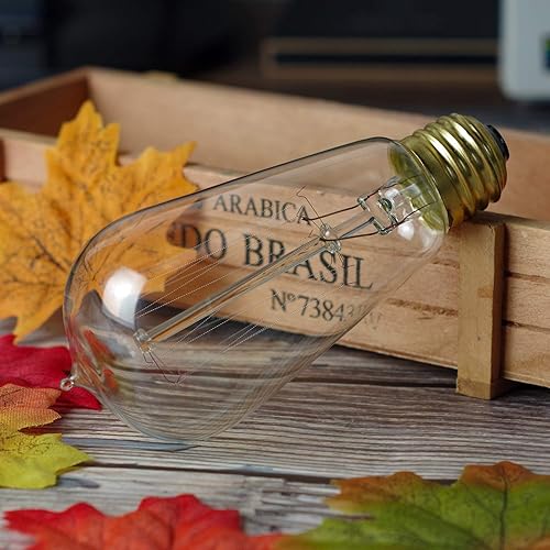 Miniatura 5 de Jslinter Paquete de 6 bombillas Edison, luz incandescente blanca cálida de 2200 K, luz incandescente antigua de 60 W, regulable ST58, luz de estilo
