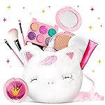 ULOVEME Kids Washable Makeup Kit for Girls 4-6 with Small Coin Purse(5.5x5.25in) - Real, Non Toxic Make Up Toy Gift- Umicorn Gift Set (White Umicorn v2)