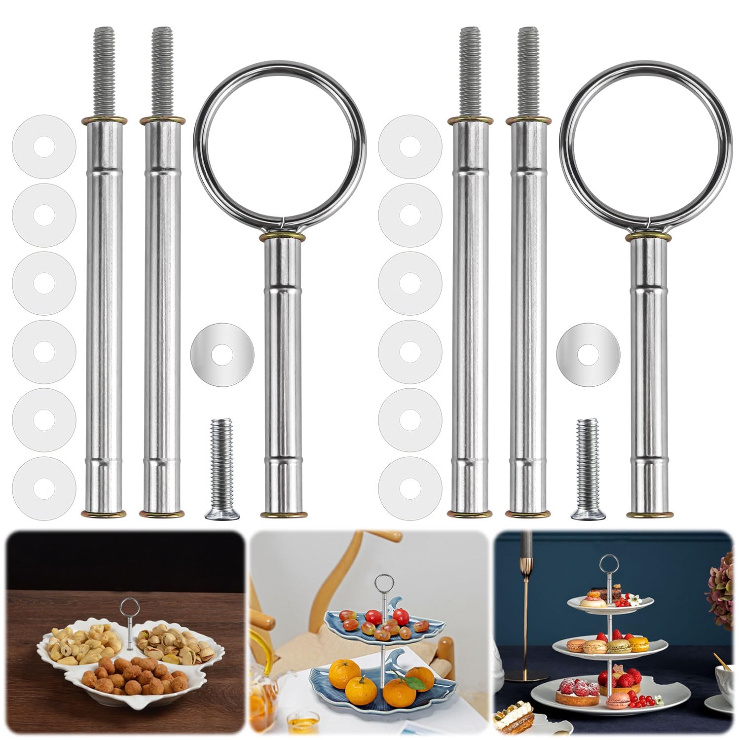 Zwarte fruitetagère met 3 etages | 360° draaibare metalen fruitmanden