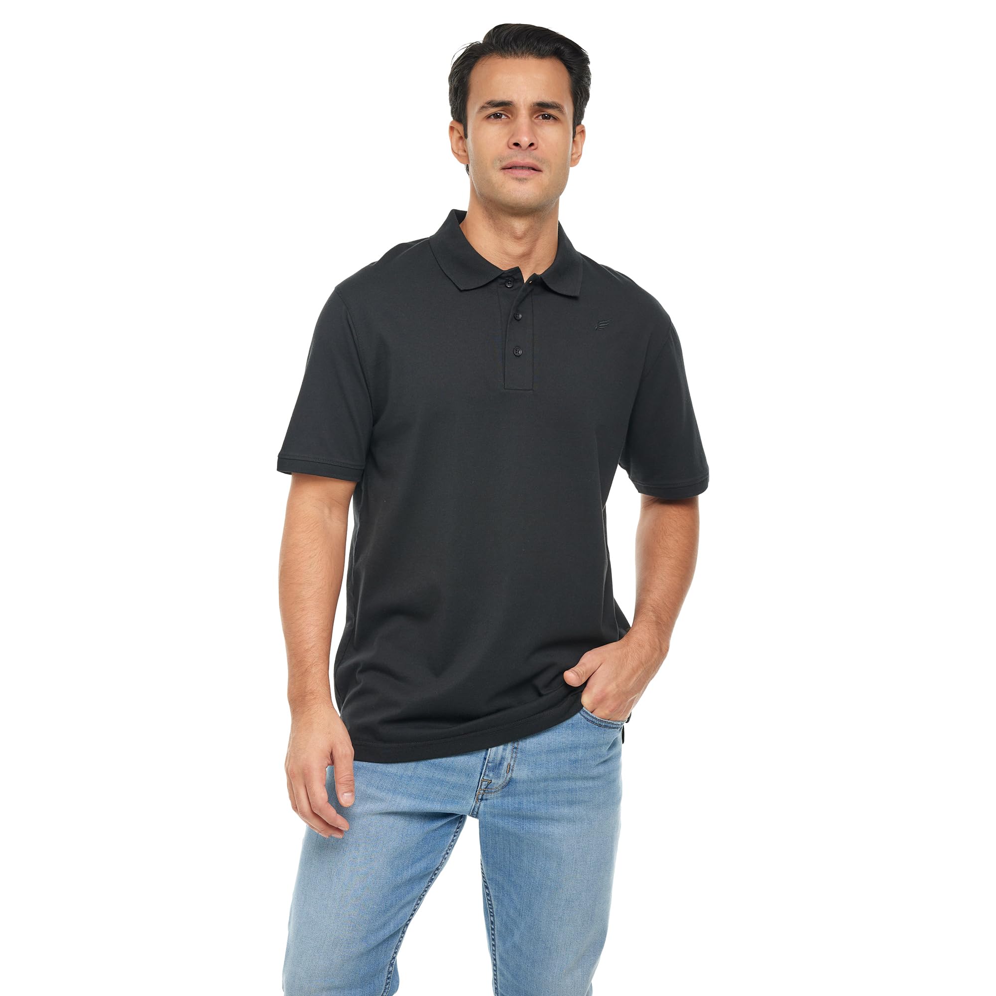BAAZ Men's Supima Cotton Polo - Elbow Length Ribbed Shirt