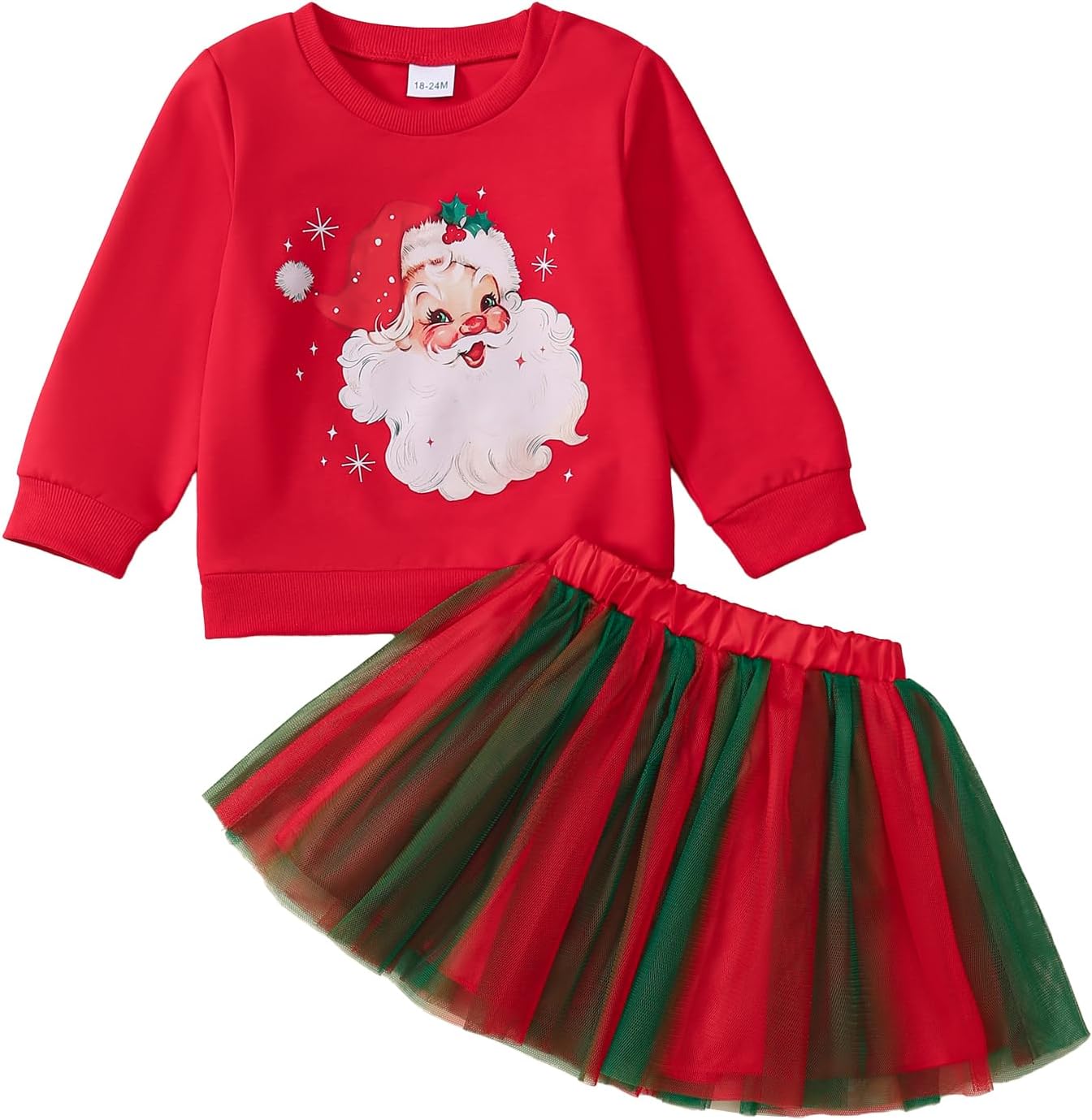 Toddler Girl Christmas Outfit Santa Claus Sweatshirt+Tutu Gauze Skirts Winter Clothes 1-7 Years