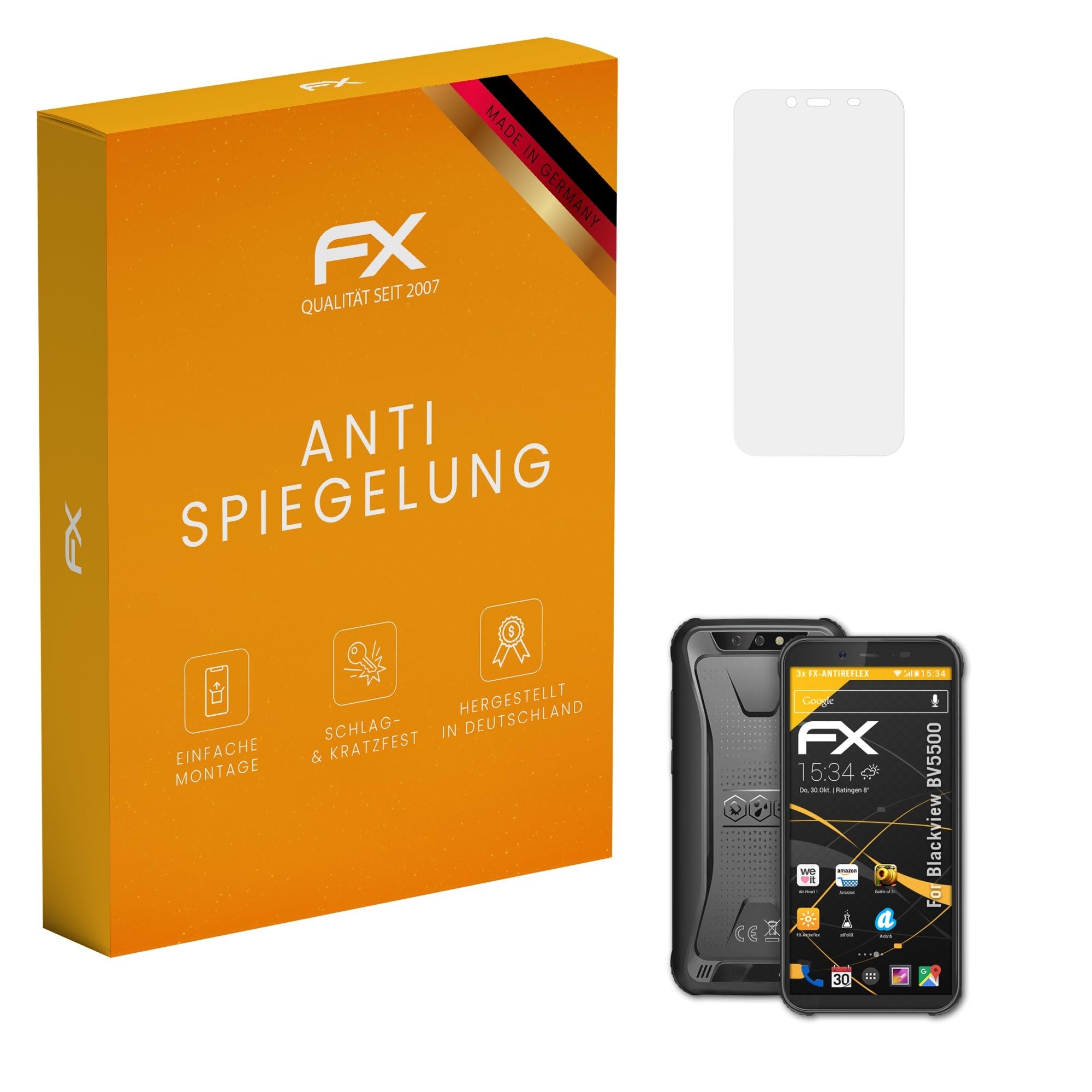 atFoliX Screen Protector compatible with Blackview BV5500 Screen Protection Film, anti-reflective and shock-absorbing FX Protector Film (3X)