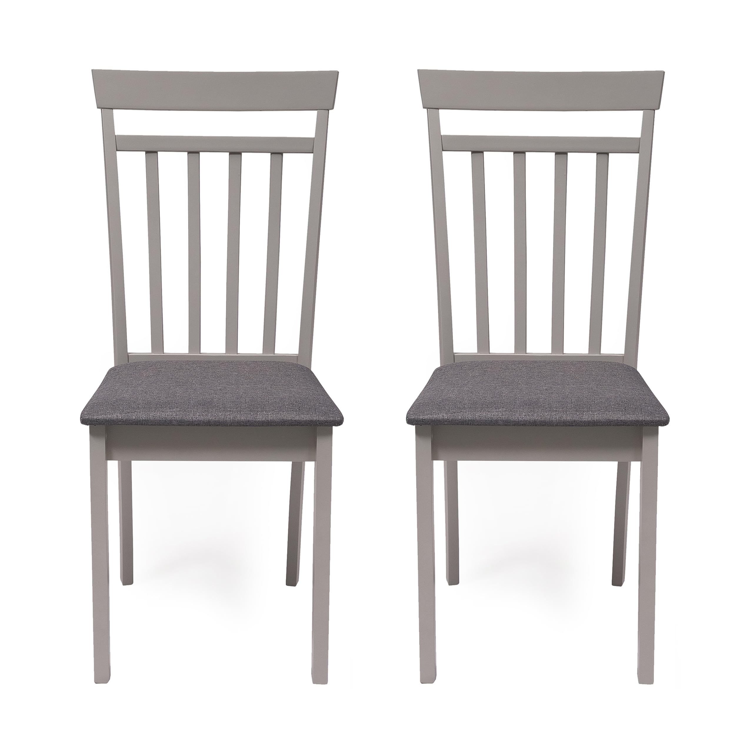 Homely | Pack 2 sillas Comedor Kansas | Estructura Madera lacada | Asiento Tela tapizado Gris | diseño Moderno, Sencillo | sillas para Comedor, salón, Cocina | Color Gris