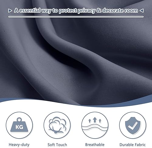 Miniatura 3 de Cortina de puerta francesa para privacidad de puertas, cortina de ventana de puerta delantera azul marino, cortina con bolsillo para barra para