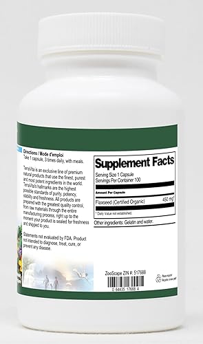 Miniatura 2 de Linaza (Certificado Orgánico) - 450 mg (100 Cápsulas, ZIN 517688) - Paquete de 3