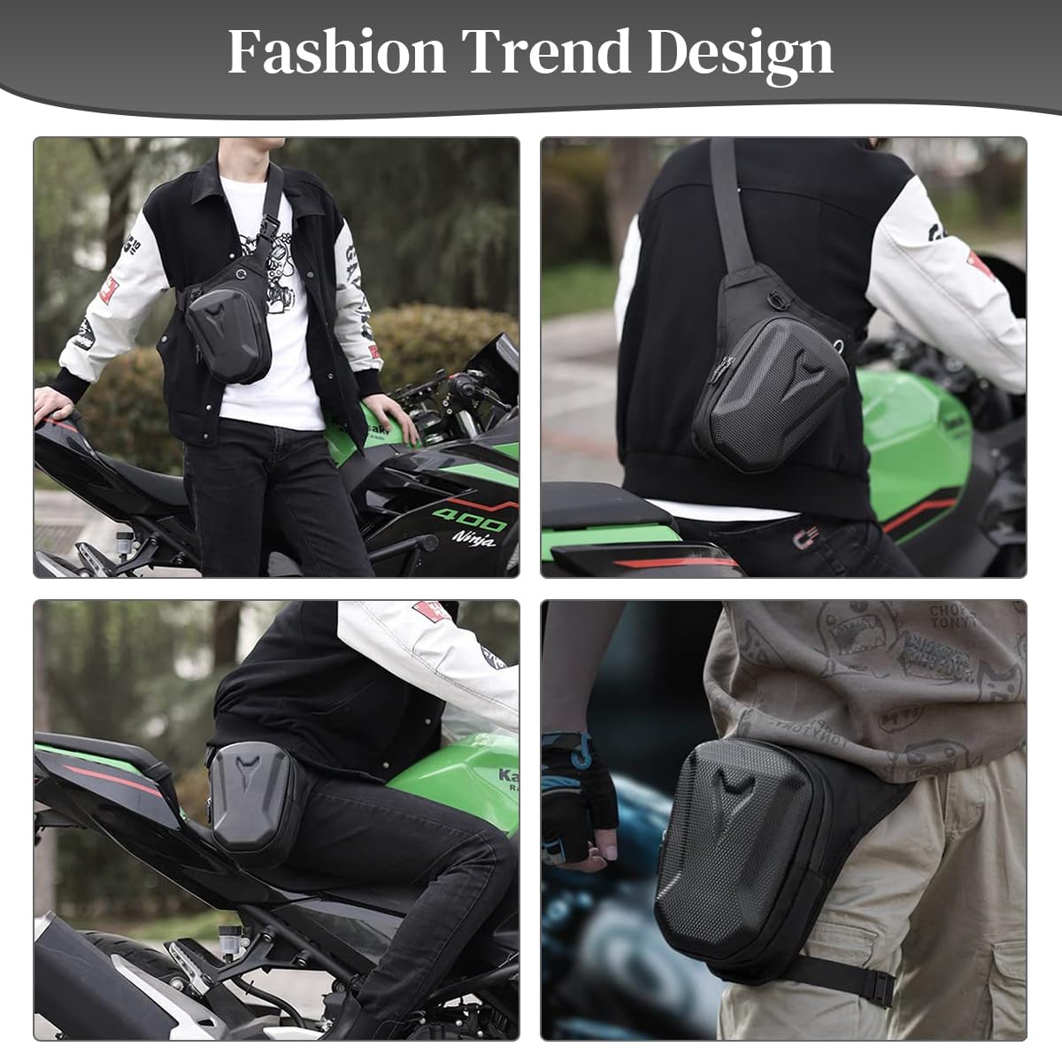 STHIRA® Waterproof Bag For Men Carbon Fiber Texture Crossbody Chest Pack Unisex Motorcycle Bag Travel Pouch For Phone & Essentials Casual Storage Riding pouch With Adjustable Strap Gifts For Bikers 3
