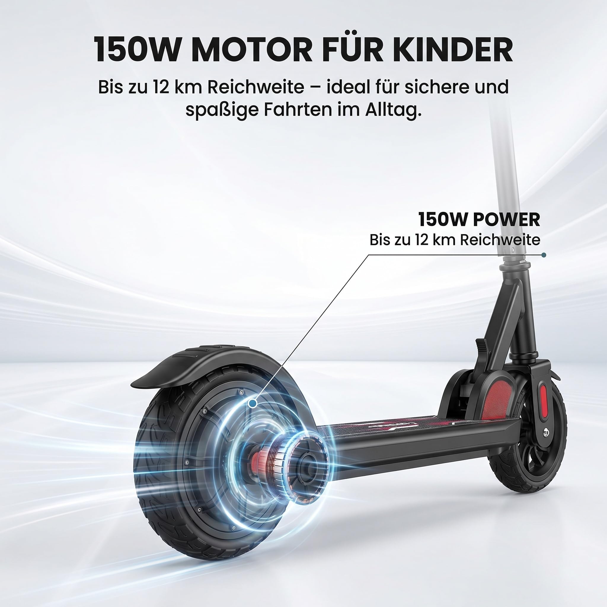 Caroma Elektroroller für Kinder von 6-12 Jahren, 150W Motor bis 16 km/h E Scooter, Faltbarer E Roller mit Bunte Leuchten & LED-Display，80 Min. Fahrzeit, Einstellbare Geschwindigkeit & Höhe