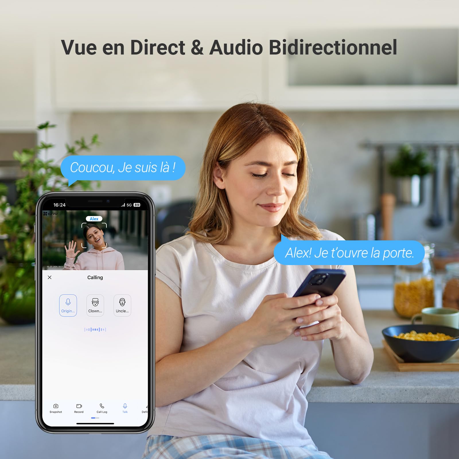 EZVIZ EP4 Argent Visiophone Connecté Interphone Vidéo 4K Écran Tactile 5,5 Reconnaissance Faciale IA Batterie 7100mAh