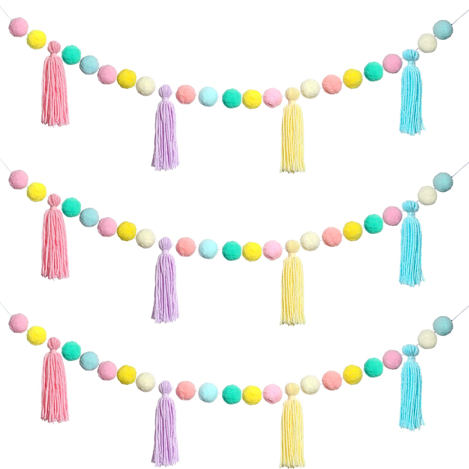 Photo 1 of ZOIIWA Pastel Pom Pom Garland - 3 Pcs