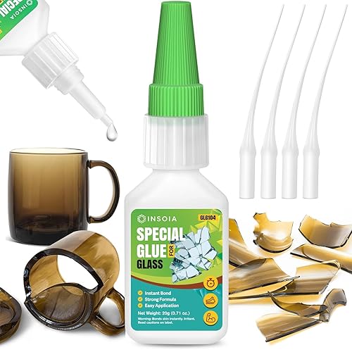 Pegamento para vidrio, 0.71 onzas (0.71 oz), pegamento transparente para reparación de vidrio, adhesivo de vidrio de fijación rápida, resistente,