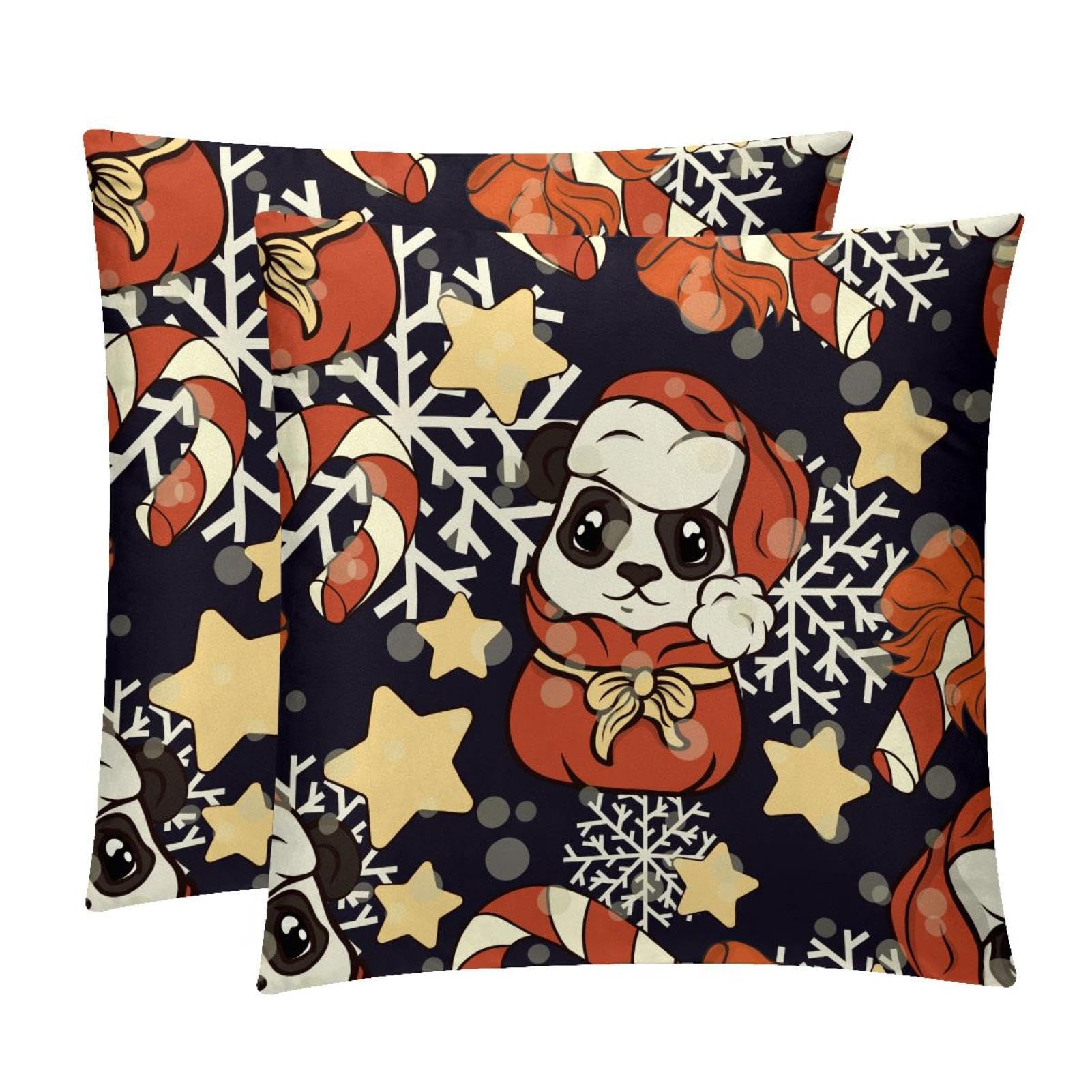 TDGKPZ Cute Panda Throw Pillow Cases 2 Pack Pillowcases Zipper Cushion Covers For Bedroom Living Room 50x50cm