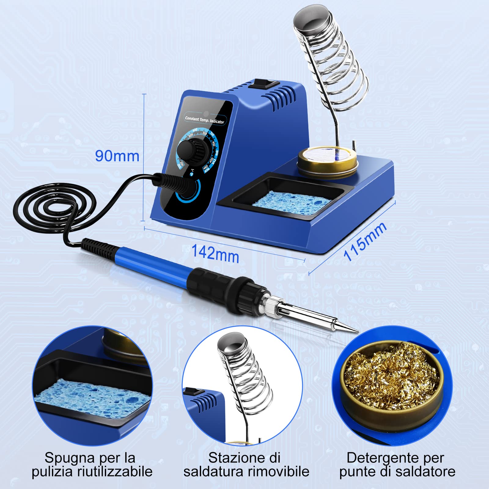 Stazioni di saldatura Stazione Saldatura 60W Professionale Saldatore Elettrico con Temperatura Regalabile 200°C-480°C Termostatica Intelligente con 5 Punte Sostituibili e Filo di saldatura
