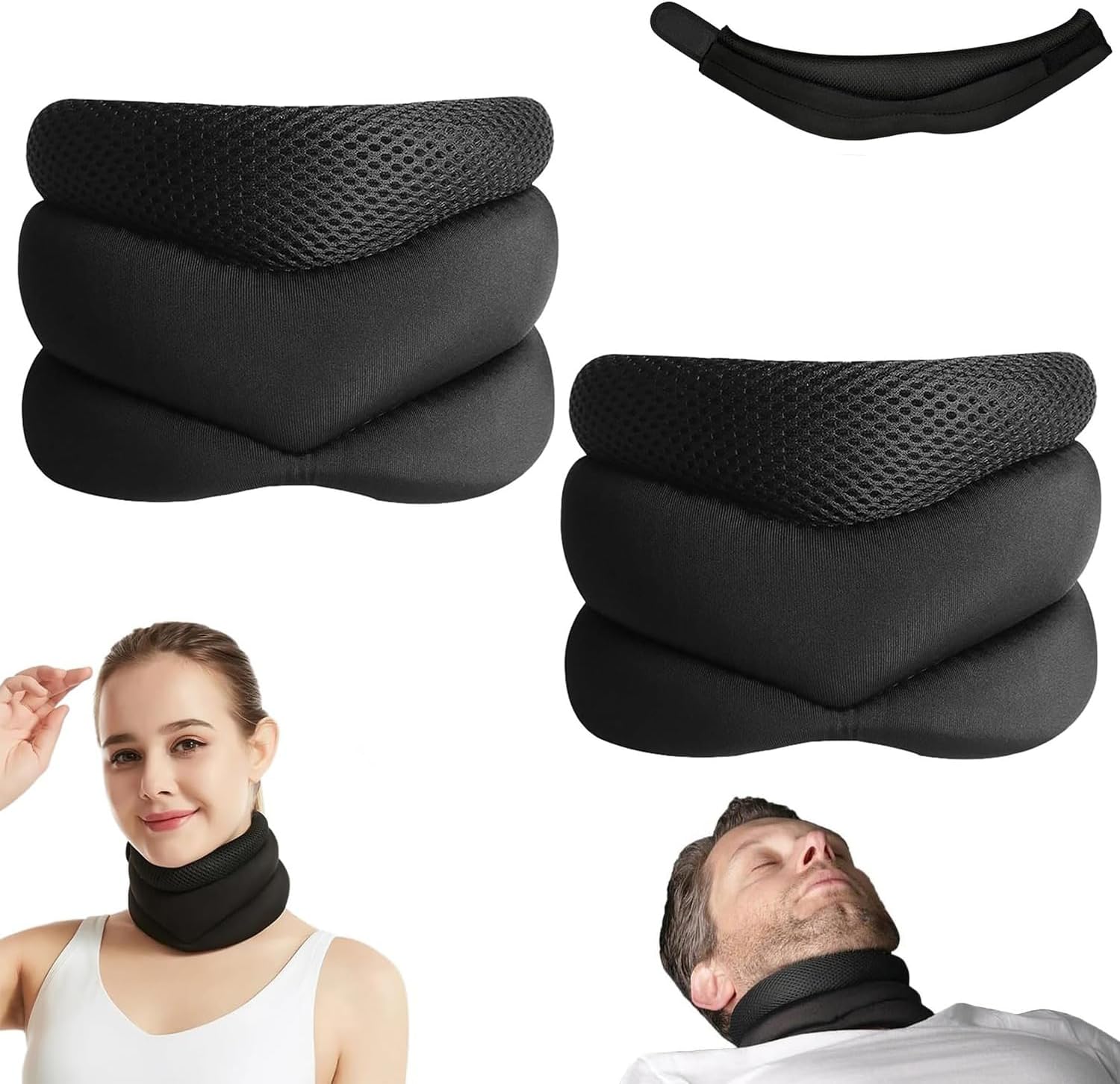 2025 New Vitavix Neck Support for Snoring, Adjustable Soft Foam Neck Brace, Cervical Collar for Sleeping, Neck-support for Snoring Relief, Travel Neck Pillow, Cervical Neck Support (2PCS)