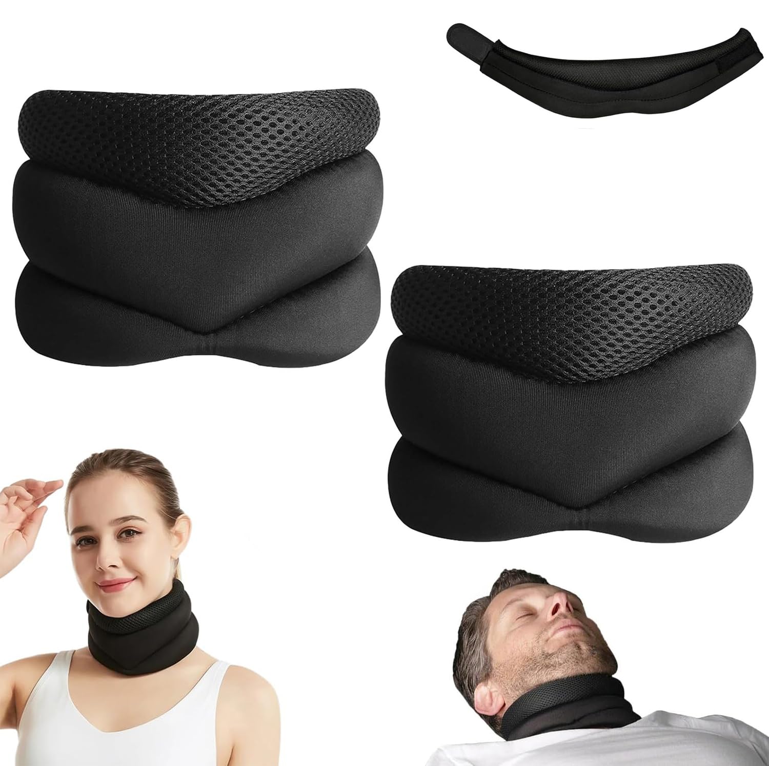 2025 New Vitavix Neck Support for Snoring, Adjustable Soft Foam Neck Brace, Cervical Collar for Sleeping, Neck-support for Snoring Relief, Travel Neck Pillow, Cervical Neck Support (2PCS)