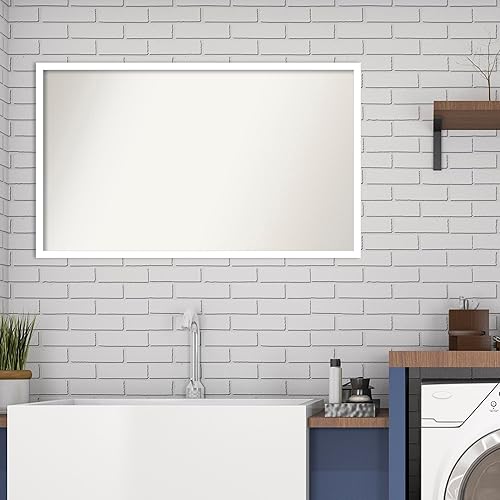 Miniatura 5 de Amanti Art Espejo de baño blanco para sobre el fregadero, 21 x 35 pulgadas, espejo rectangular blanco esbelto hecho a medida, marco de madera