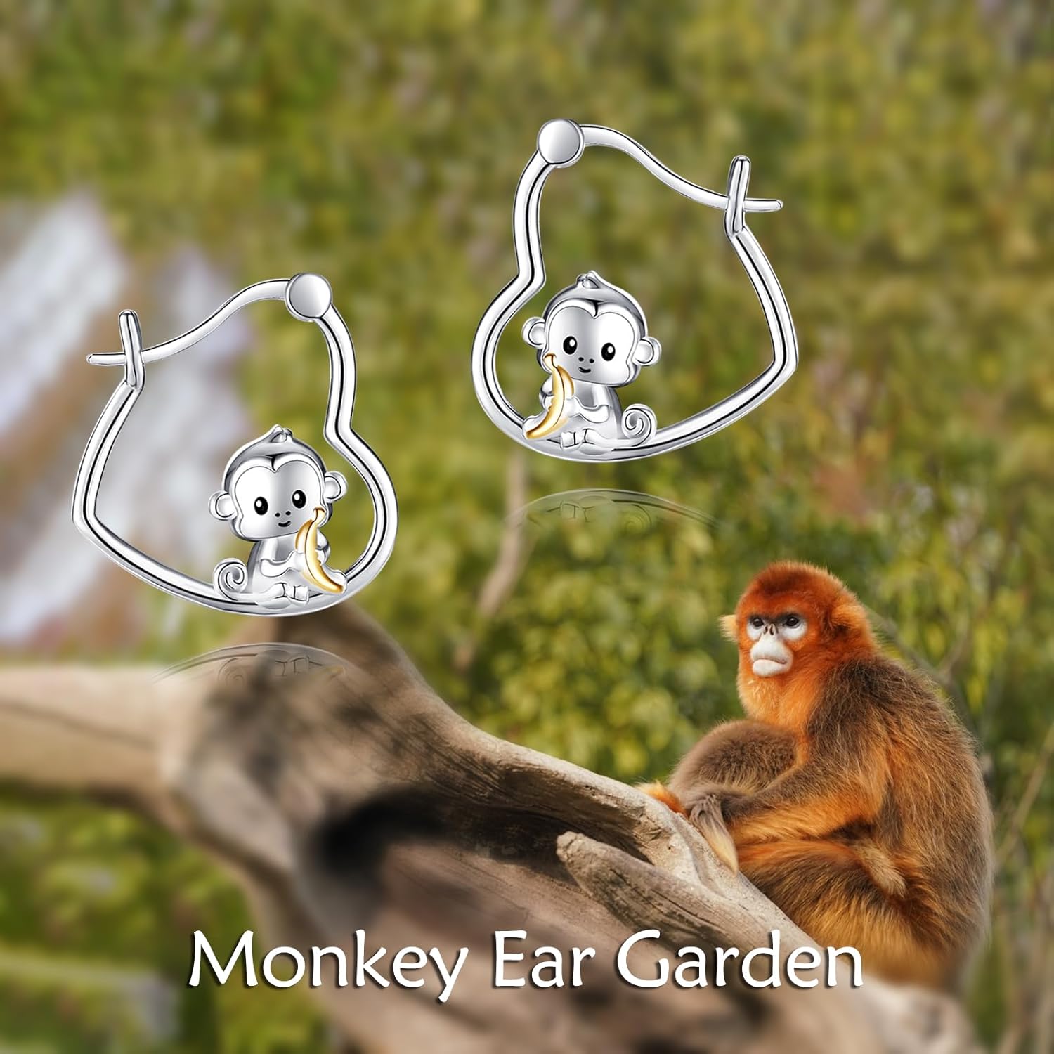 Monkey/Raccoon Earrings 925 Sterling Silver Banana Earrings Animal Earrings for Girls