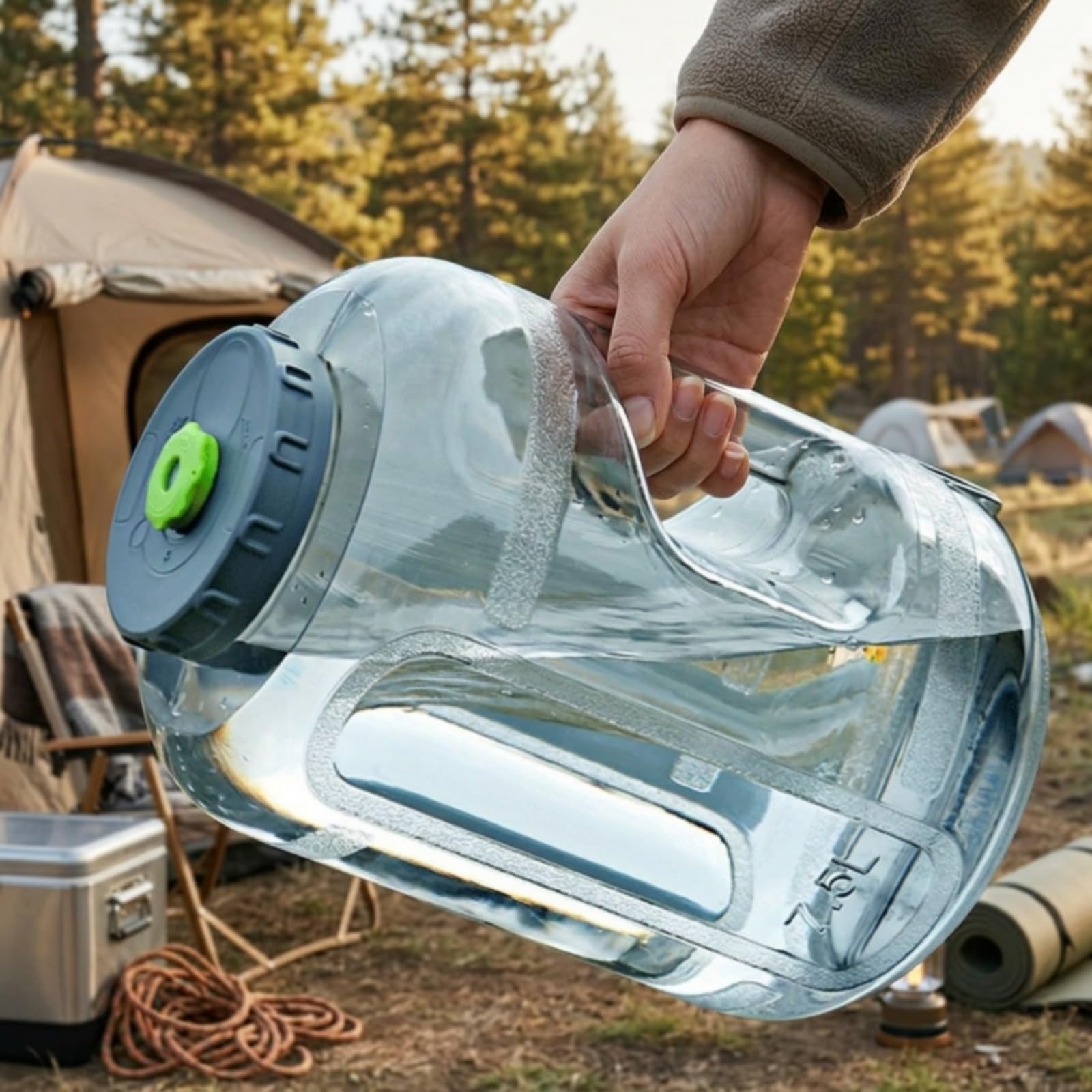 Gralara Bonbonne D'eau avec Robinet Alimentaire Réservoir D'eau avec Couvercle à Vis Robuste Bonbonne Poignée pour Cuisine, 7.5L