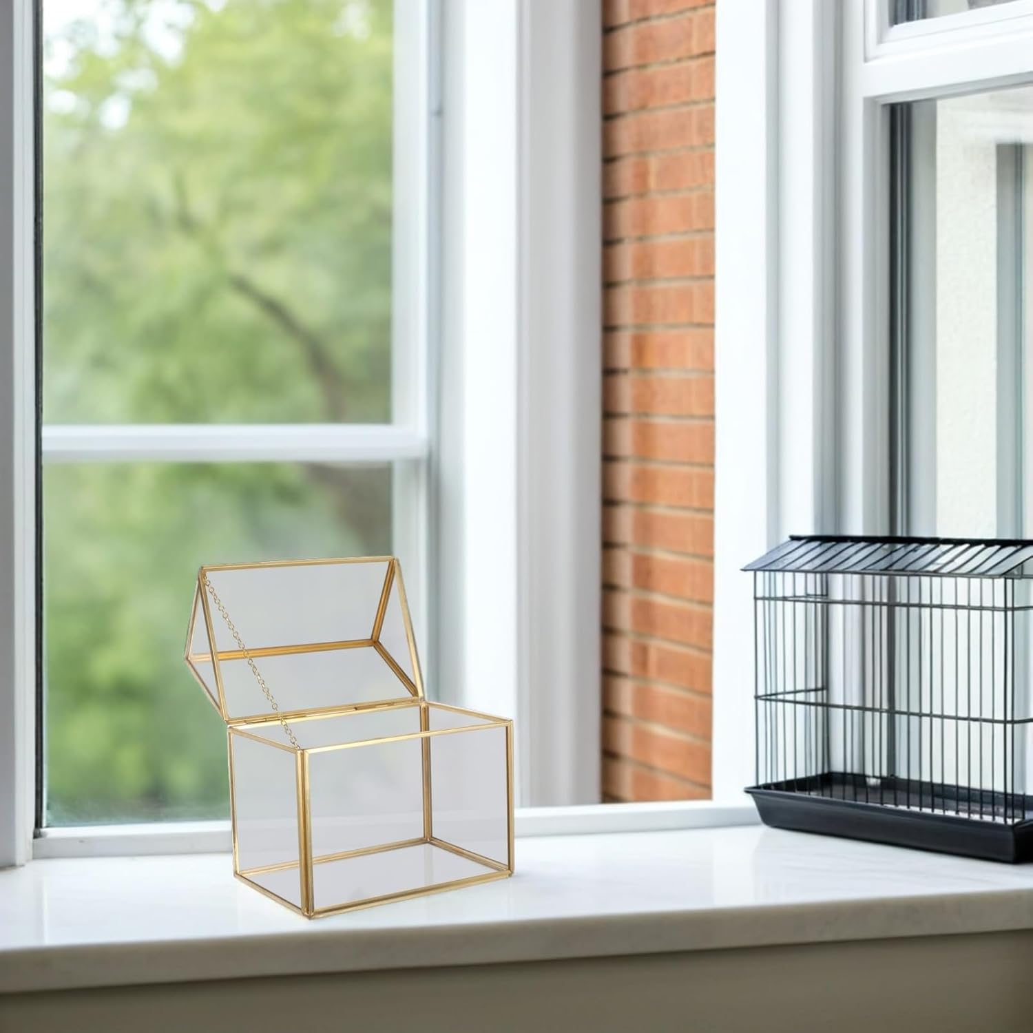 PRETYZOOM Handmade House Terrarium Box Moss Greenhouse for Indoor Tabletop Decor for Succulents Cacti and Preserved Flowers Special Occasions