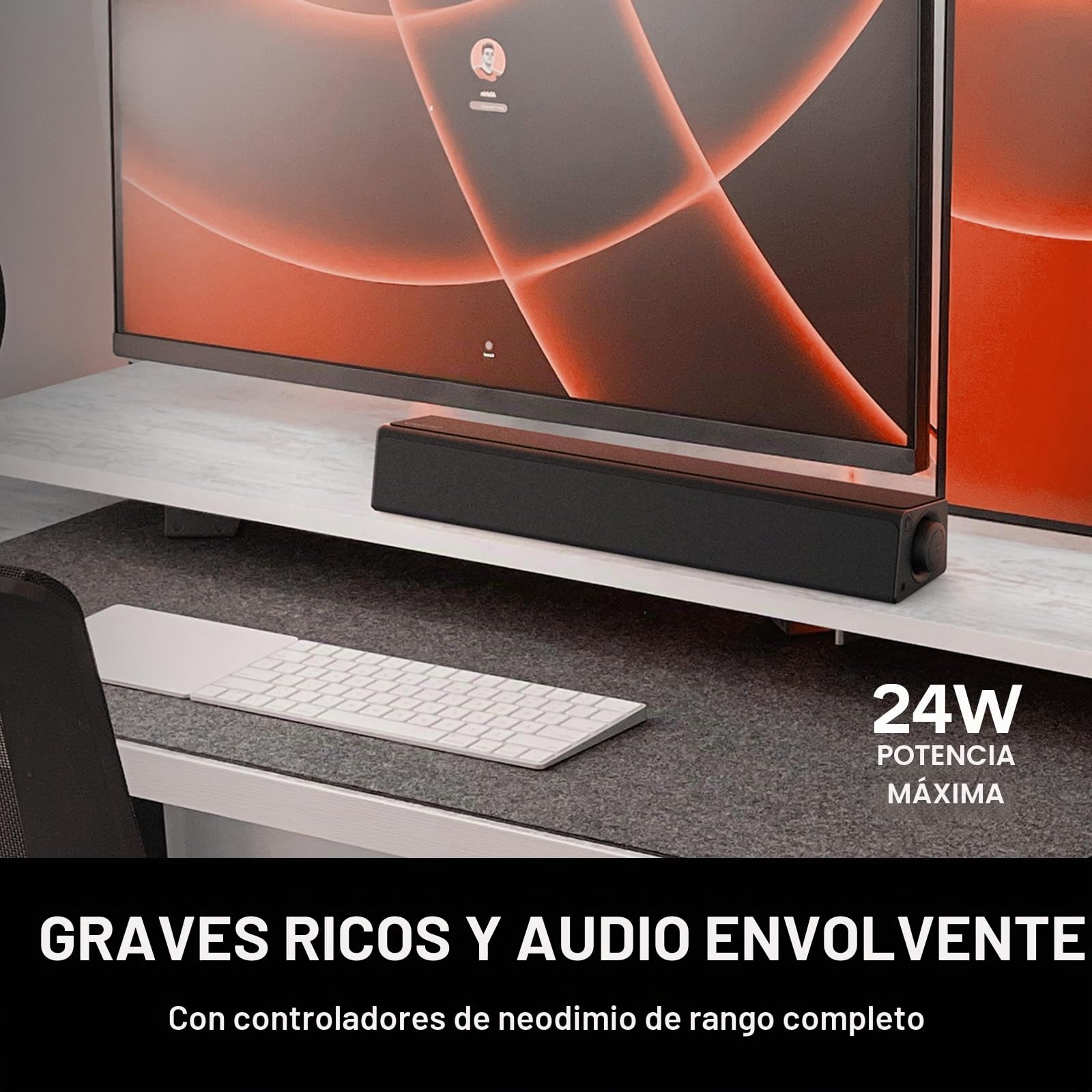Creative Stage SE Mini Barra de Sonido compacta Debajo del Monitor con Bluetooth 5.3, Audio Digital USB, para pc y Dispositivos móviles
