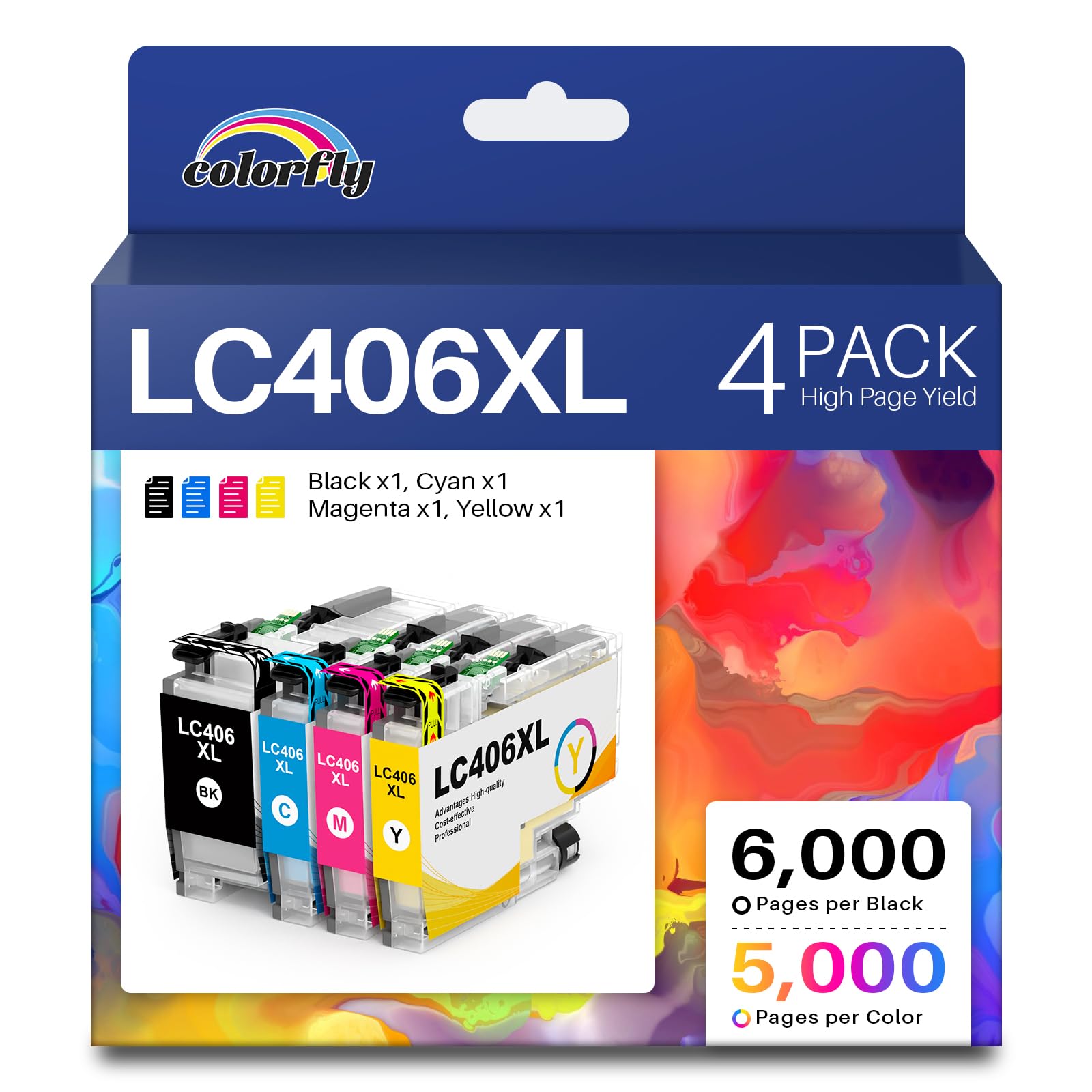 colorfly LC406XL Ink Cartridges Combo Pack Replacement for Brother (4 Pack)