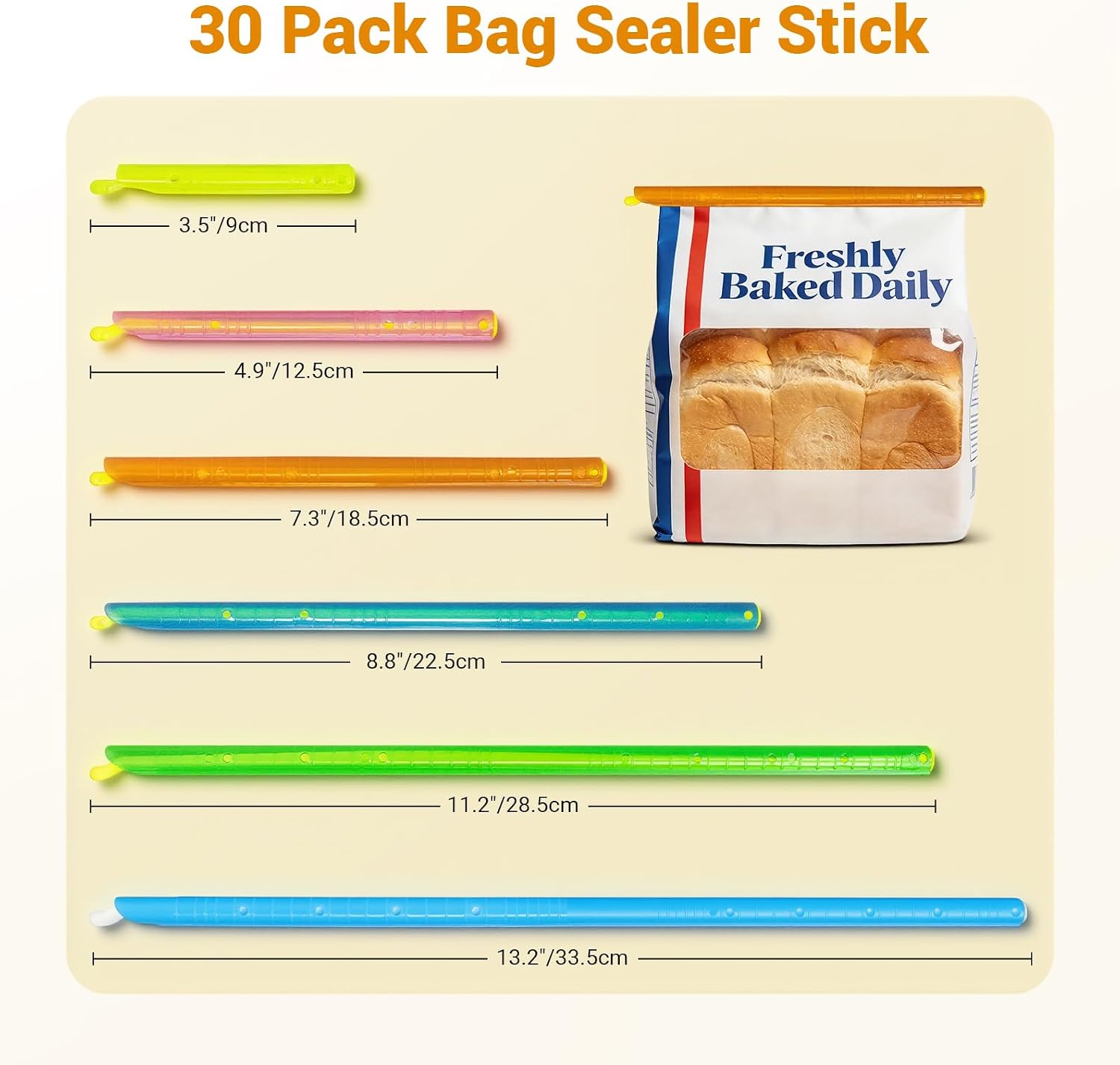 30PCS Bag Sealers Slide Sticks, Potato Chip Clips Set For Food, Plastic Bag Clip For Snack, Magic Bag Sealing Clips, Durable Bag Closer For Bread, Reusable Chip Bag Crimper, Easy Kitchen Storage Color